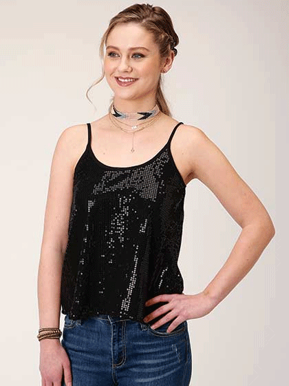 Roper Women's Sleeveless Sequin Camisole Top - Black 03 052 0565 0145 | Party Wear, Evening Outfits, Clubwear & Special Occasion Dresses