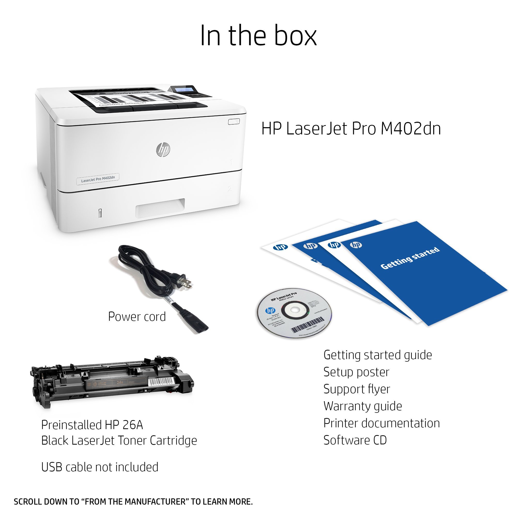 HP LaserJet Pro M402dn Monochrome Laser Printer - Fast & Reliable Wireless Printing, Amazon Dash Replenishment Ready (Renewed/Refurbished) - Perfect for Home Office & Small Business Use