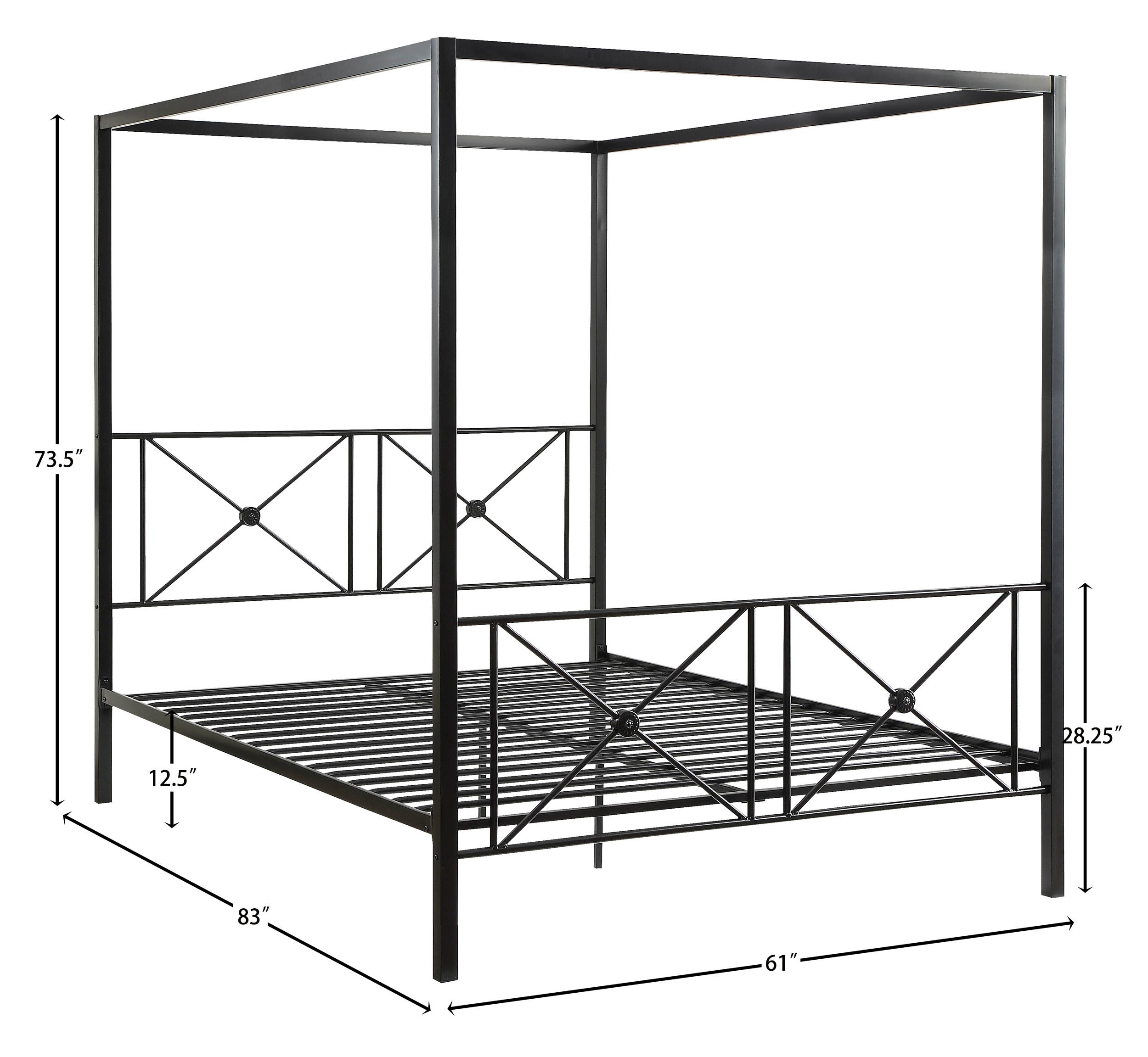 Homelegance Rapa Metal Canopy Bed Frame - Queen Size, Black Finish | Elegant Bedroom Furniture for Master Suite, Guest Room & Luxury Hotel Decor