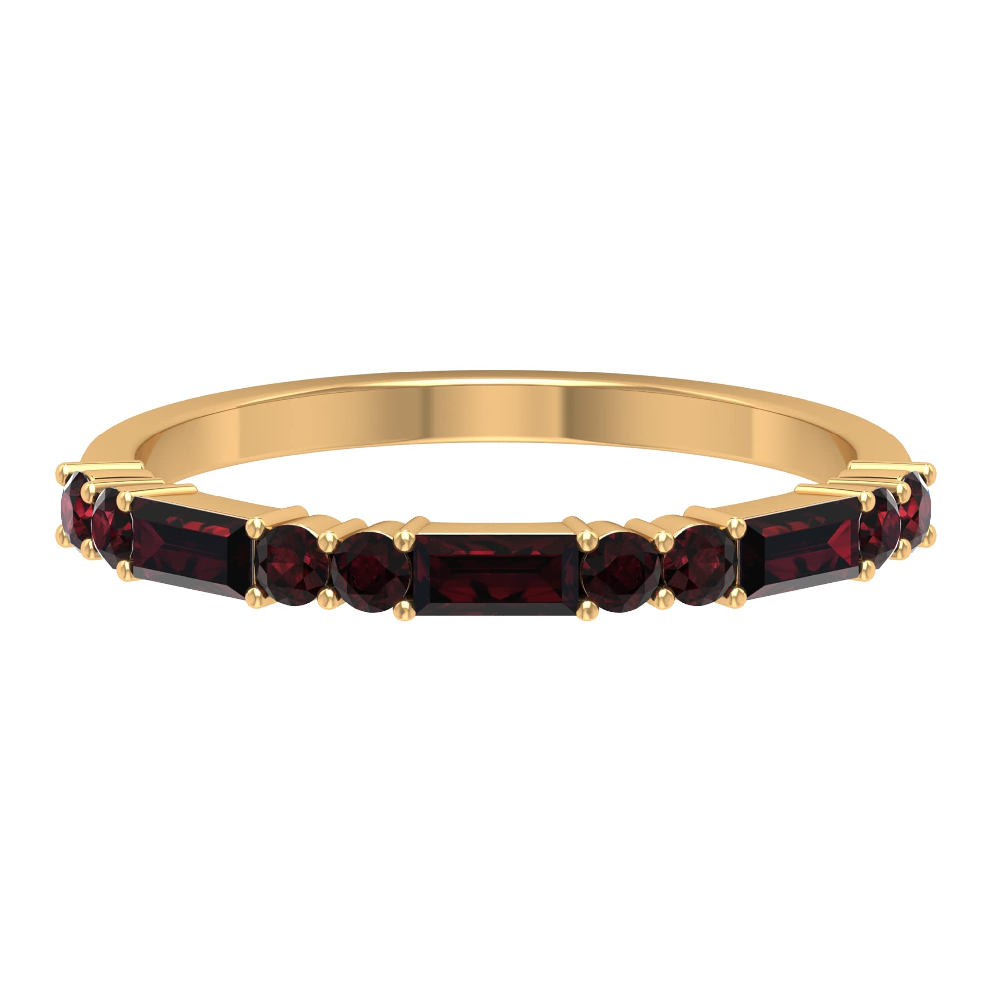3/4 CT Garnet Eternity Ring - Baguette & Round Cut January Birthstone Ring for Women in 14K Solid Gold - Perfect for Anniversaries, Valentine's Day & Special Occasions