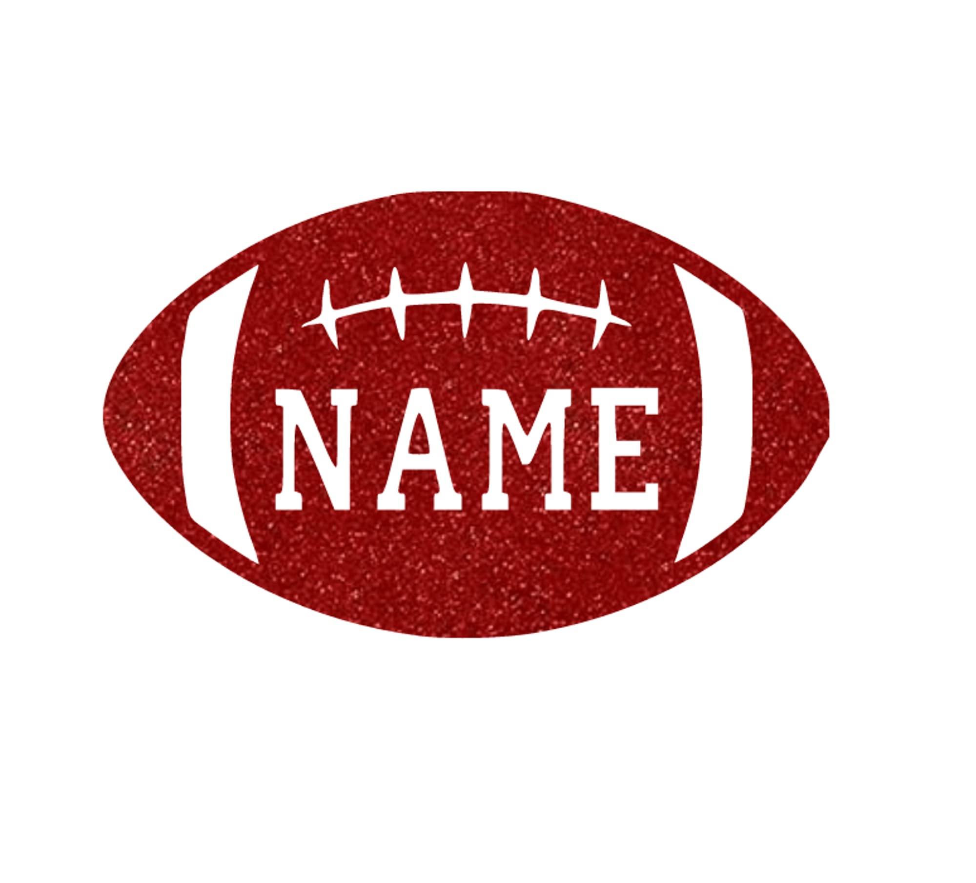 Personalized Football Iron On Decal - Custom HTV Graphic Patch for Hoodies & T-Shirts | Ready to Press DIY Transfer for Game Day | Choose Size & Color (Red Glitter) | Perfect for Sports Fans, Team Spirit & DIY Crafting