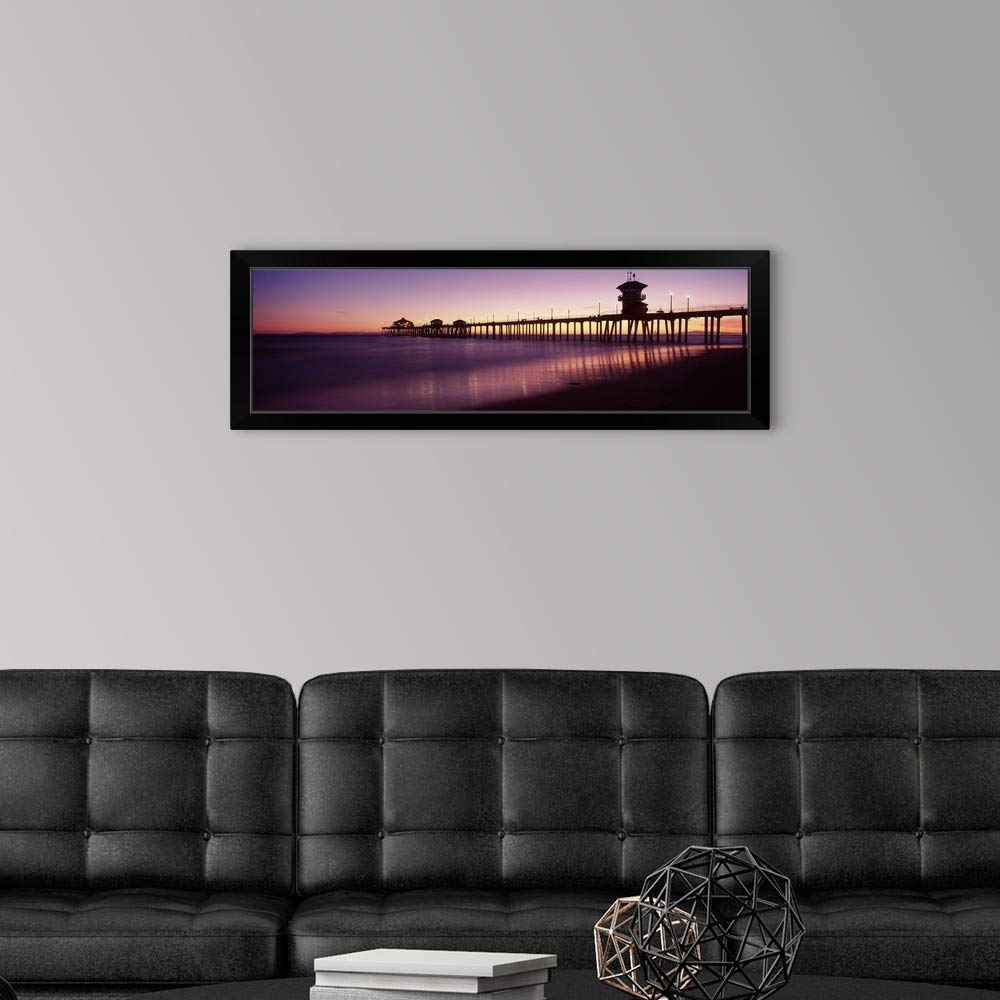 Huntington Beach Pier Black Framed Coastal Art Print - Ocean View Wall Decor for Beach House, Living Room & Office