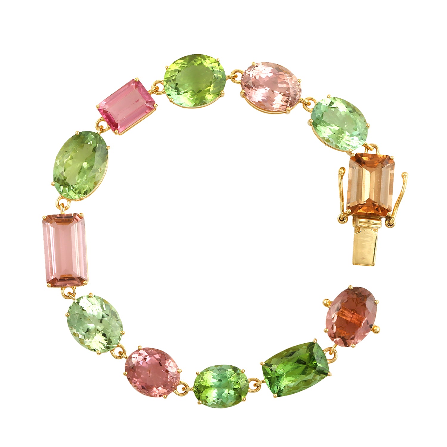 Faceted Tourmaline 18k Yellow Gold Chain Bracelet for Women | Elegant Jewelry Gift for Her | Perfect for Parties, Weddings & Special Occasions