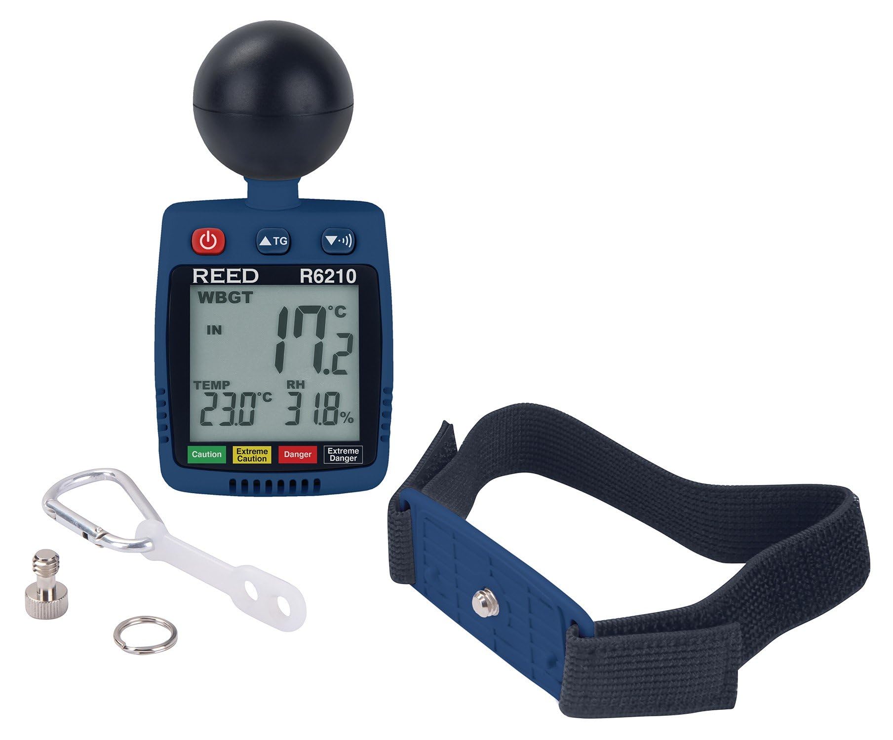 REED Instruments R6210 Heat Stress WBGT Meter - Portable Digital Thermometer for Workplace Safety, Industrial & Outdoor Use - Monitor Temperature, Humidity & Heat Index in Construction, Factories & Sports