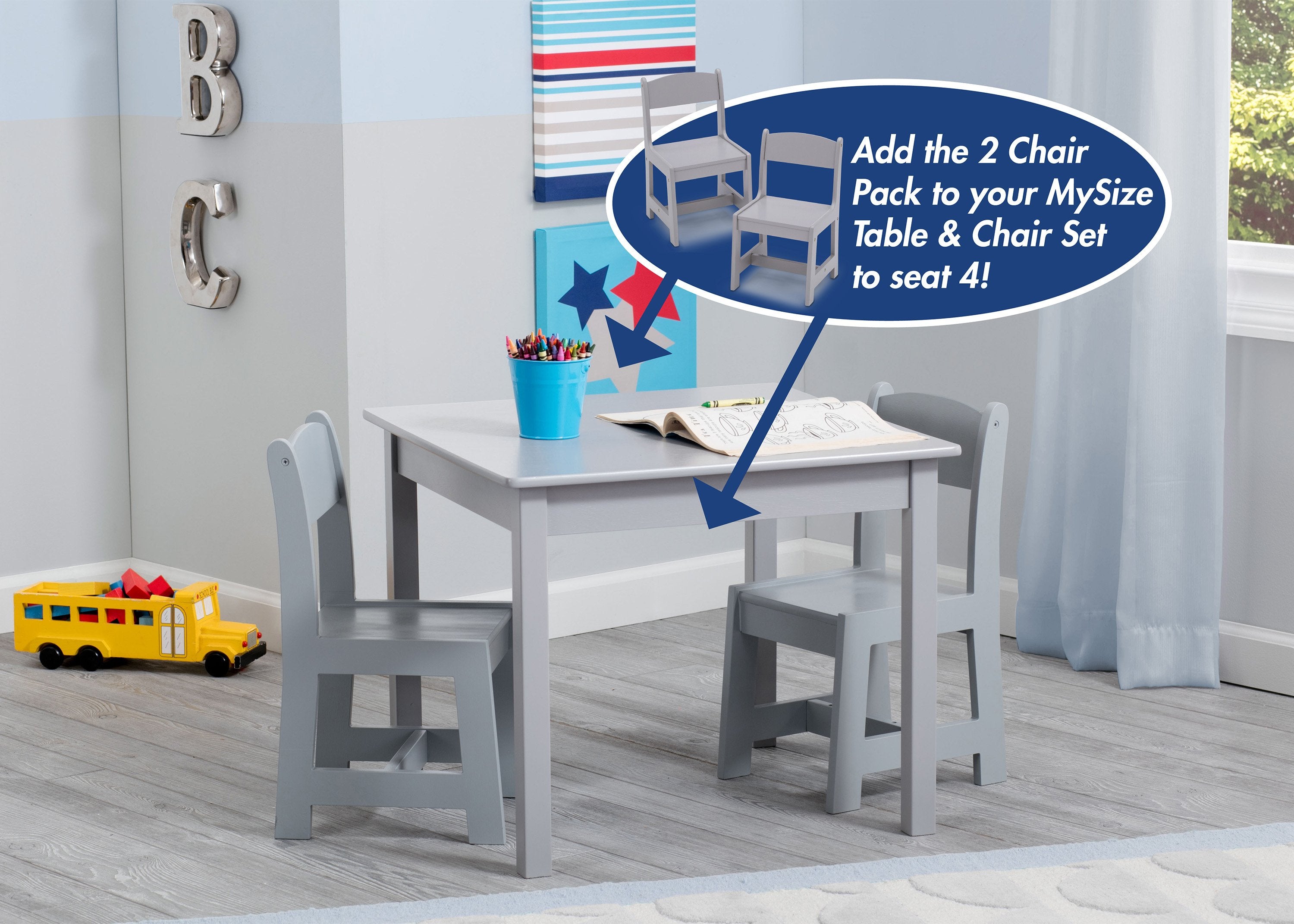 MySize Wooden Kids Chairs for Playroom - Set of 2 Children's Chairs for Reading, Drawing & Playtime - Perfect for Toddler Classroom, Daycare or Home Play Area