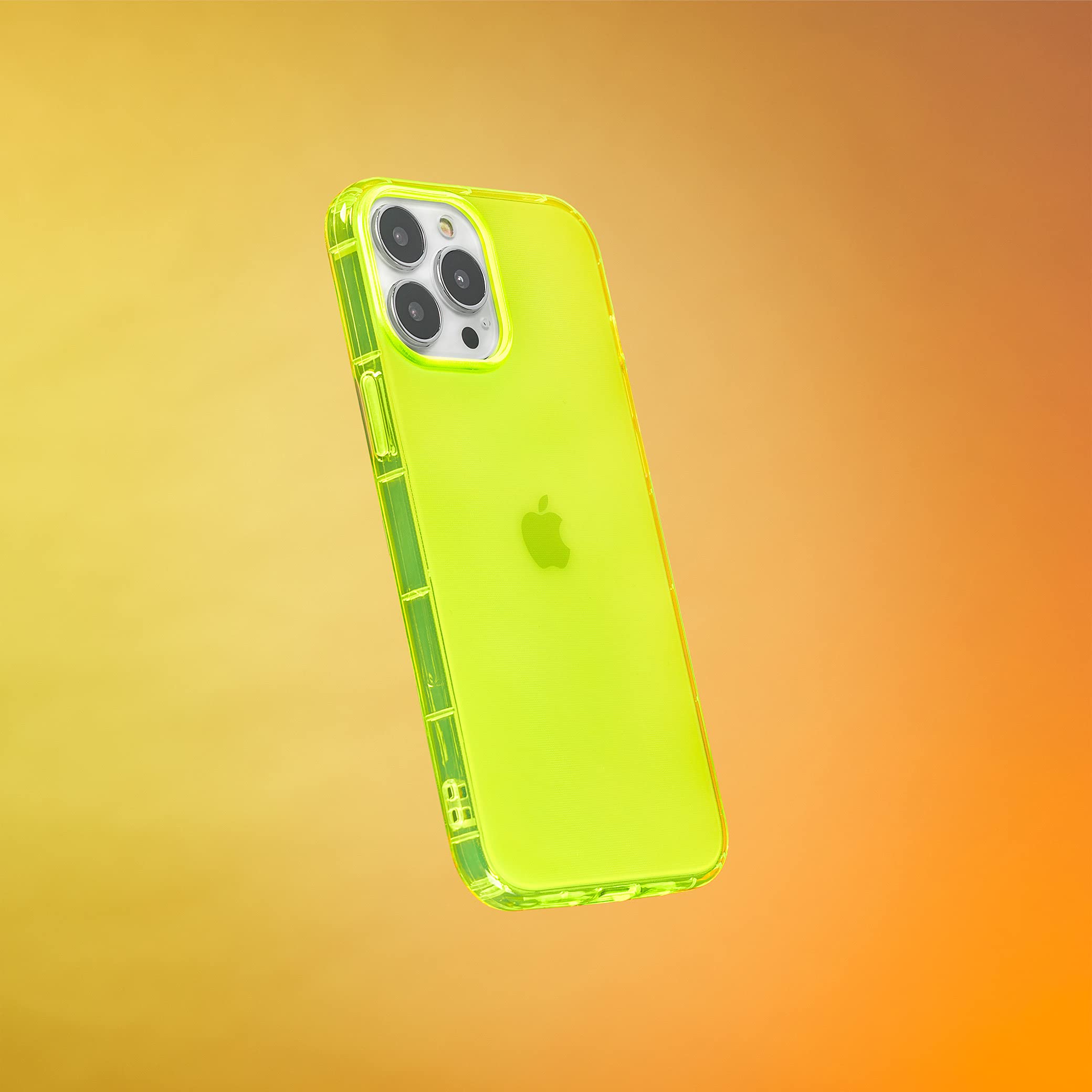 SteepLab Neon Highlighter Case for iPhone 13 Pro Max - Grippy Jelly Phone Cover with Shock-Absorbing Air Pockets in Vibrant Yellow | Perfect for Gym, Outdoor Activities & Night Visibility