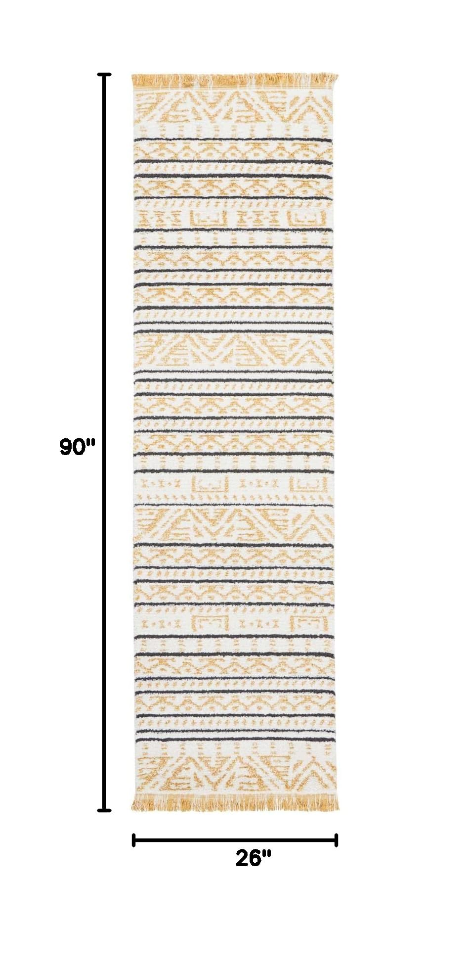 Nourison Kamala Moroccan Yellow 2'2'' x 7'6'' Area Rug - Easy Cleaning, Non-Shedding, Stain Resistant for Bedroom, Living Room, Dining Room & Kitchen | Perfect for High Traffic Areas & Cozy Home Decor (2x7)