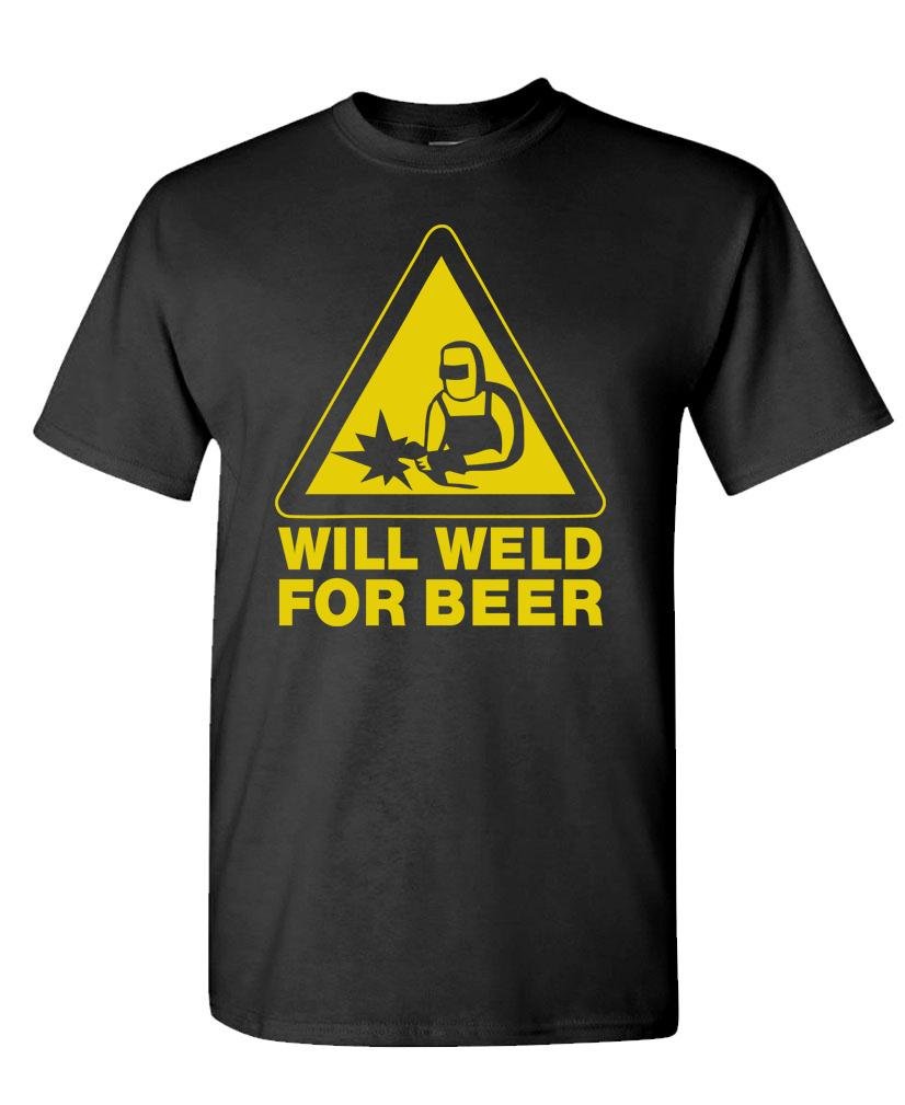 Funny 'Will Weld for Beer' Mechanic Alcohol Humor T-Shirt - Perfect Gift for Welders, Beer Lovers & Automotive Enthusiasts