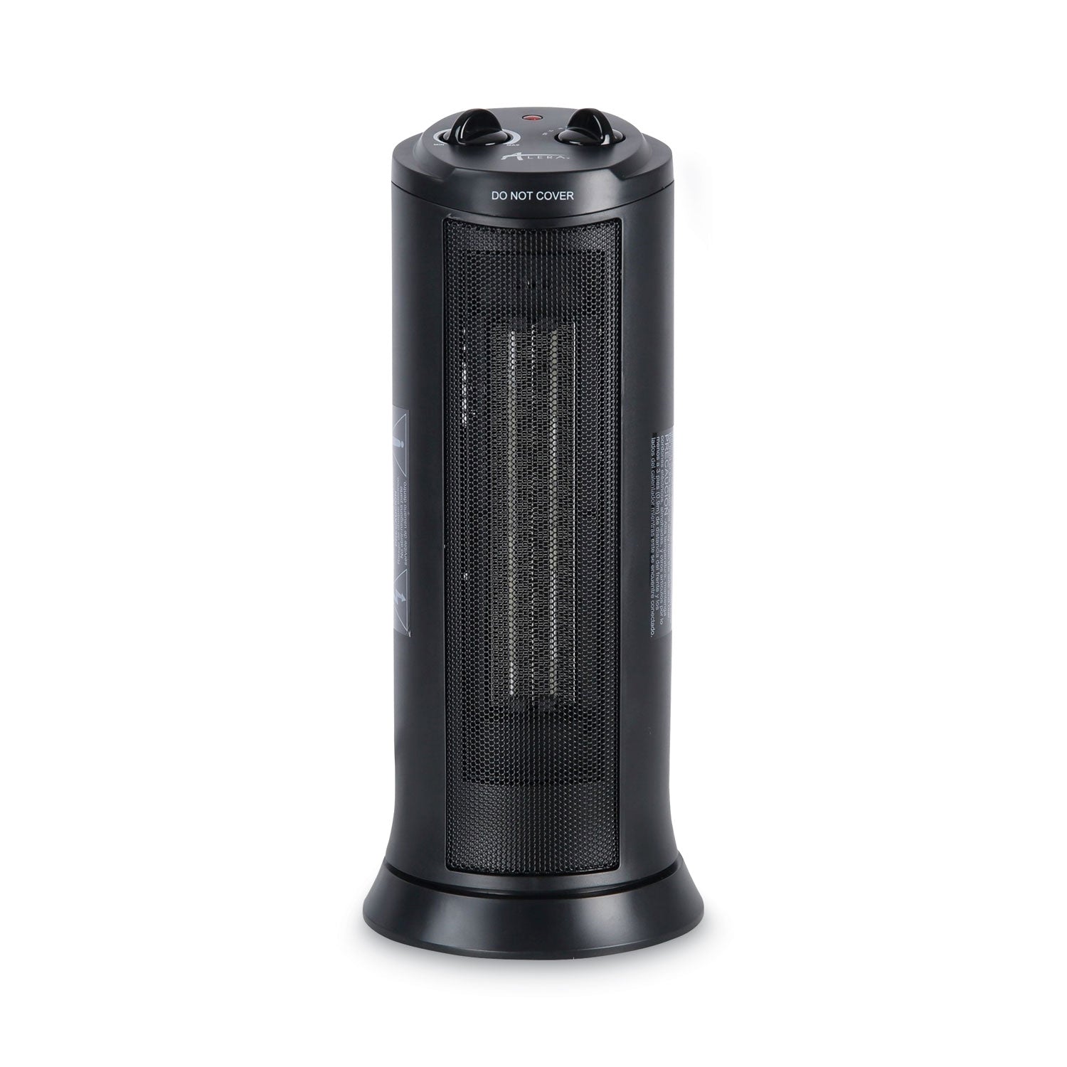 Alera® 1500W Mini Tower Ceramic Heater - Compact 7.37 x 7.37 x 17.37 Inches Space Saving Design - Black - Perfect for Office, Bedroom & Small Spaces