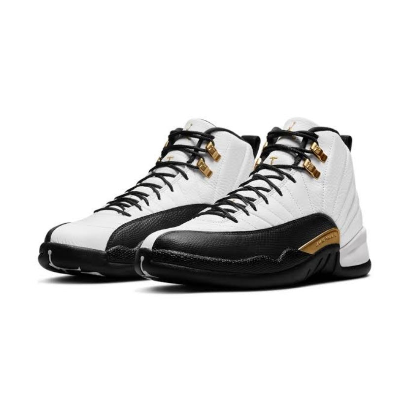 Air Jordan 12 Retro Basketball Shoes - Royalty White/Black/Metallic Gold - Men's High-Top Sneakers for Casual Wear & Street Fashion