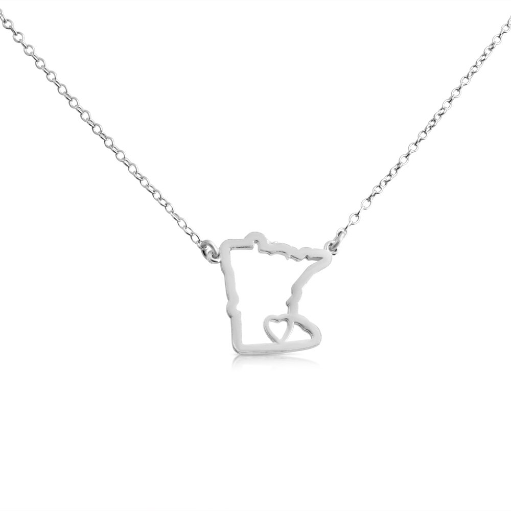 Belcho USA 925 Sterling Silver Minnesota State Necklace - 