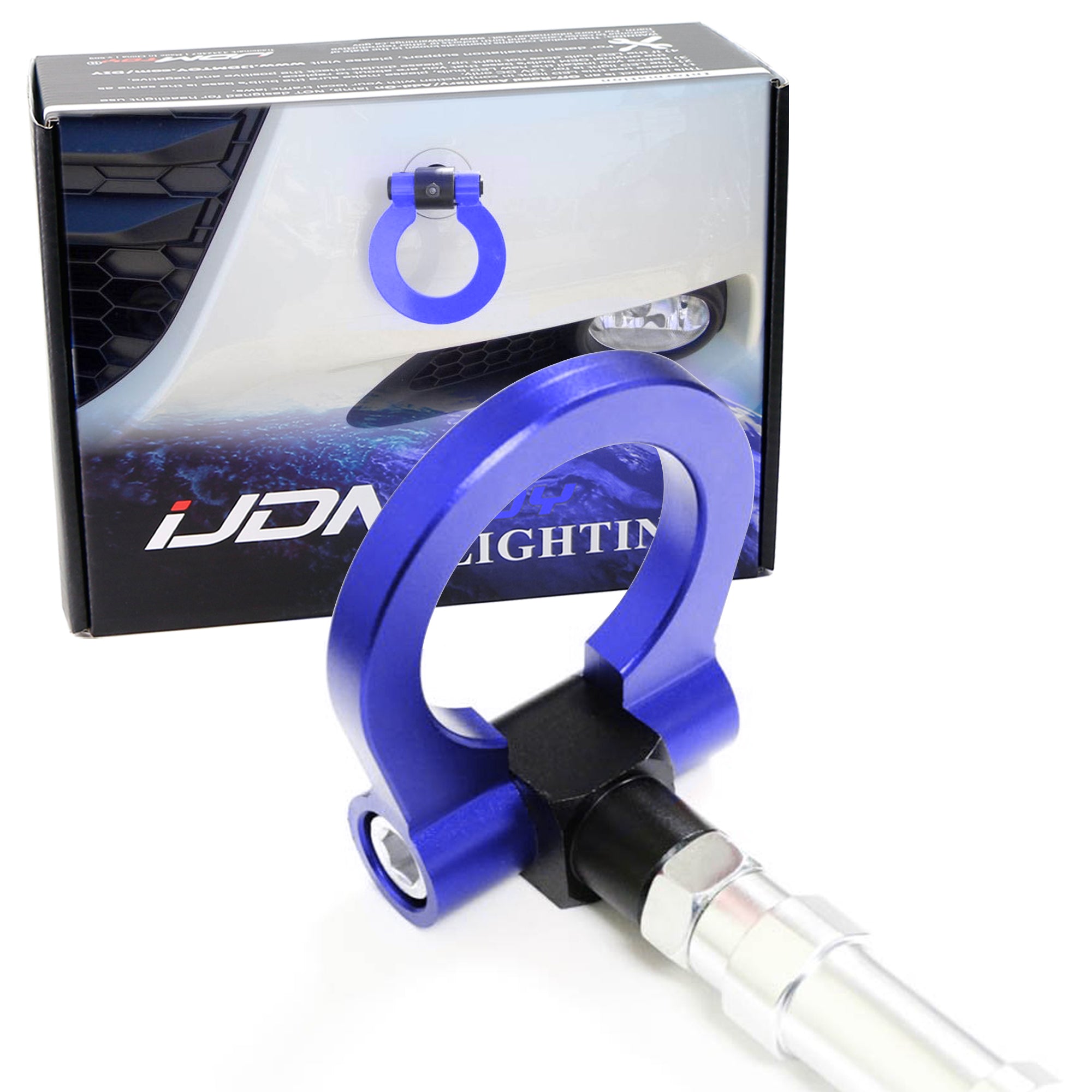 Blue Racing Style Aluminum Tow Hook Ring Kit for Honda S2000, Fit, Acura TL - Universal Car Accessory for Track Racing & Off-Road Adventure