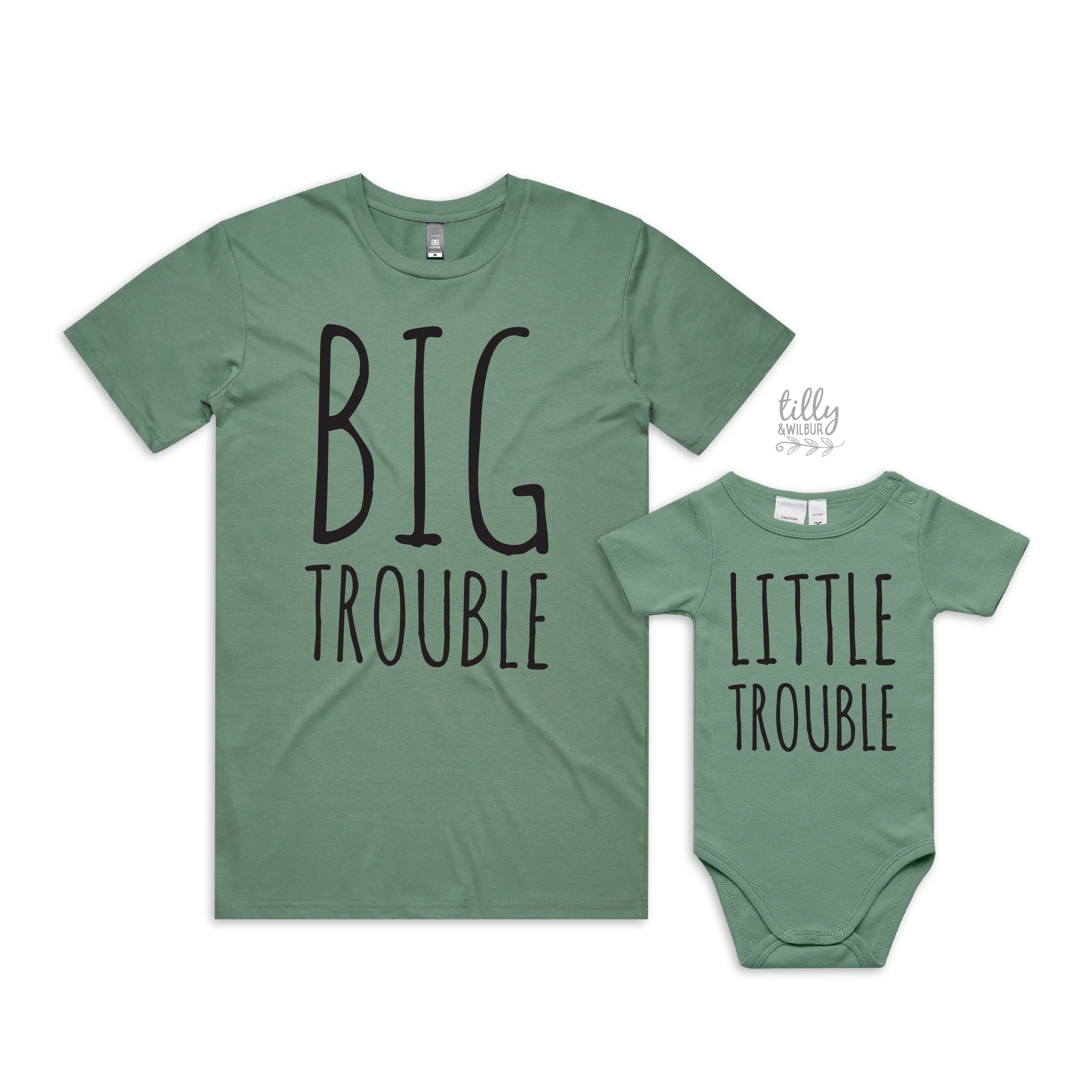 Big Trouble Little Trouble Matching Outfits - Cute Mother Daughter Matching Clothes for Family Photos & Special Occasions