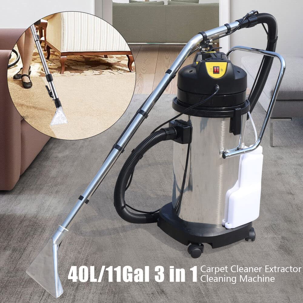 40L Commercial Carpet Cleaning Machine - 3-in-1 Carpet Cleaner, Extractor & Vacuum for Carpets, Sofas & Curtains | Heavy Duty Deep Cleaning | Time Saving Solution for Hotels, Offices & Homes (No Water Sucker)