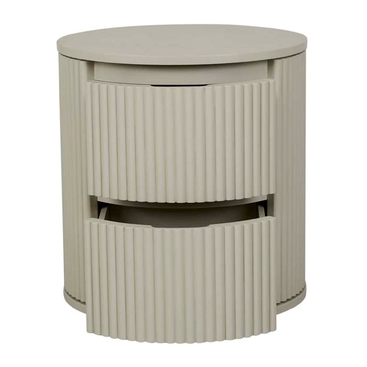 Benjamin Ripple Round Bedside Table - Modern Nightstand with Storage Shelf for Bedroom, Living Room, or Office - Perfect for Lamps, Books, and Decor