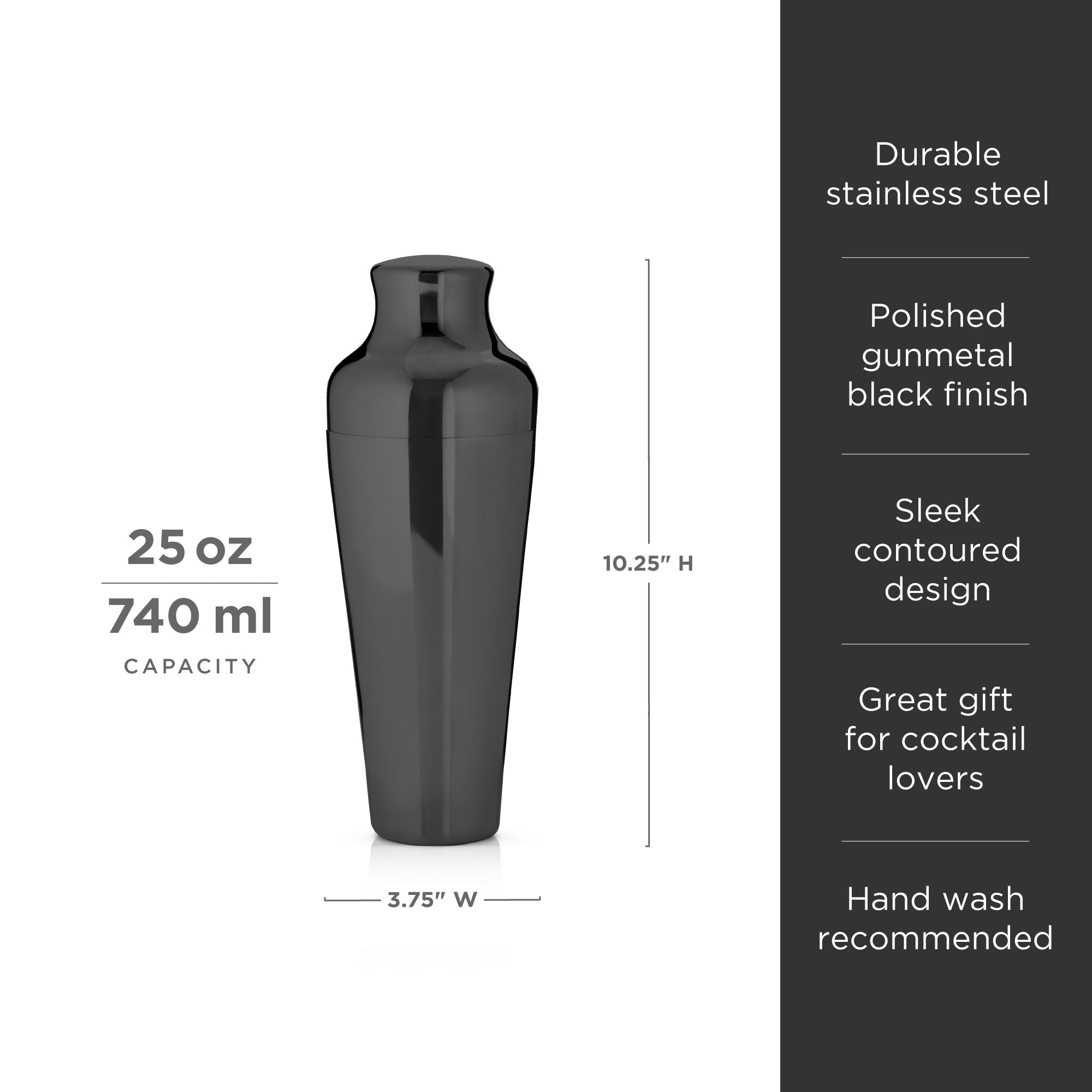 Premium Warren Parisian Cocktail Shaker - 18/8 Stainless Steel Bar Mixing Tool for Martini, Margarita & Whiskey Sour - Perfect for Home Bars, Parties & Professional Bartending
