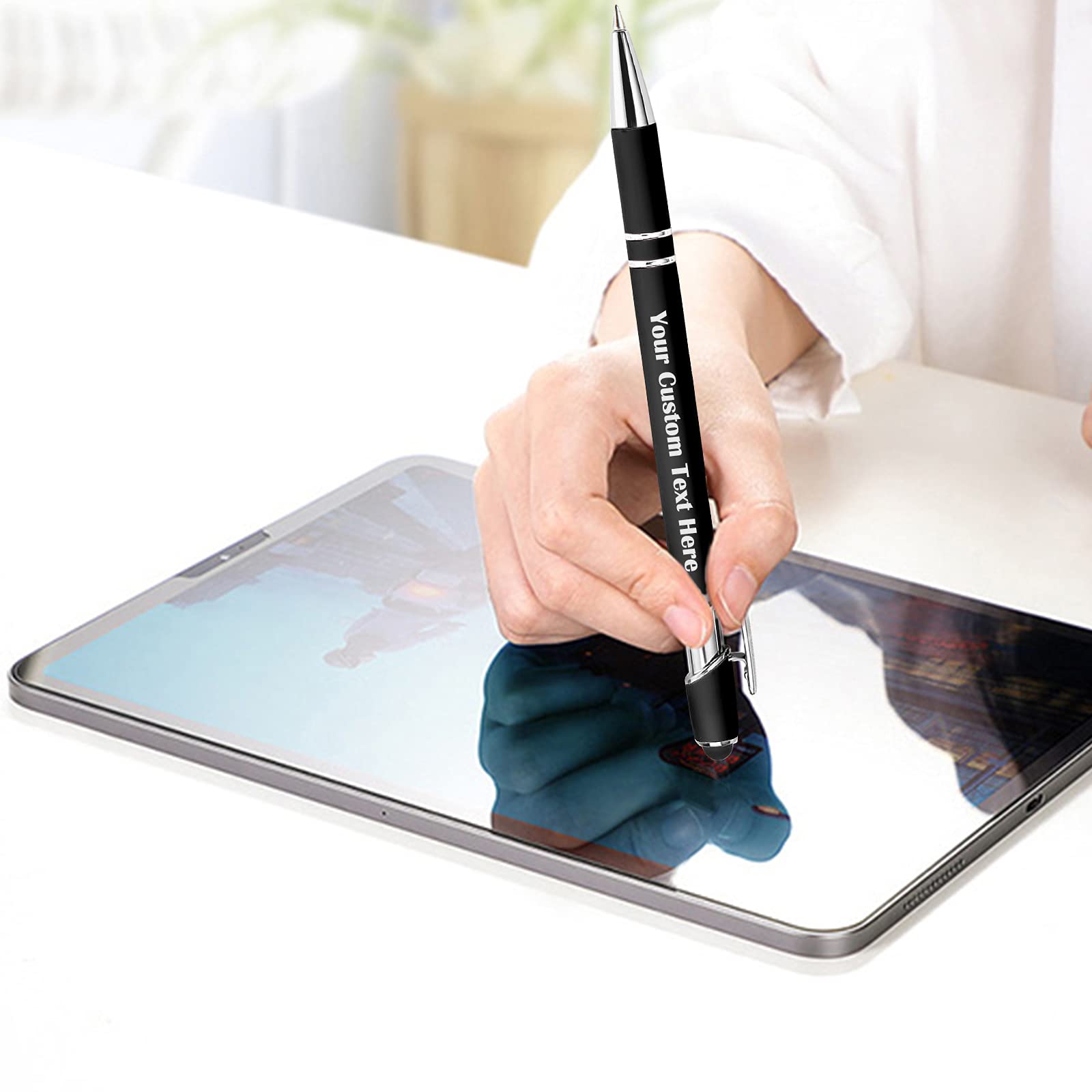 300 Pcs Personalized Custom Pens Bulk - Free Engraving with Name/Message - Custom Ballpoint Pens & Stylus for Business, Office, Graduation Gifts - Ideal for Men, Women, Christmas & Birthday Presents (Black) - Perfect for Corporate Events, Promotions & Special Occasions