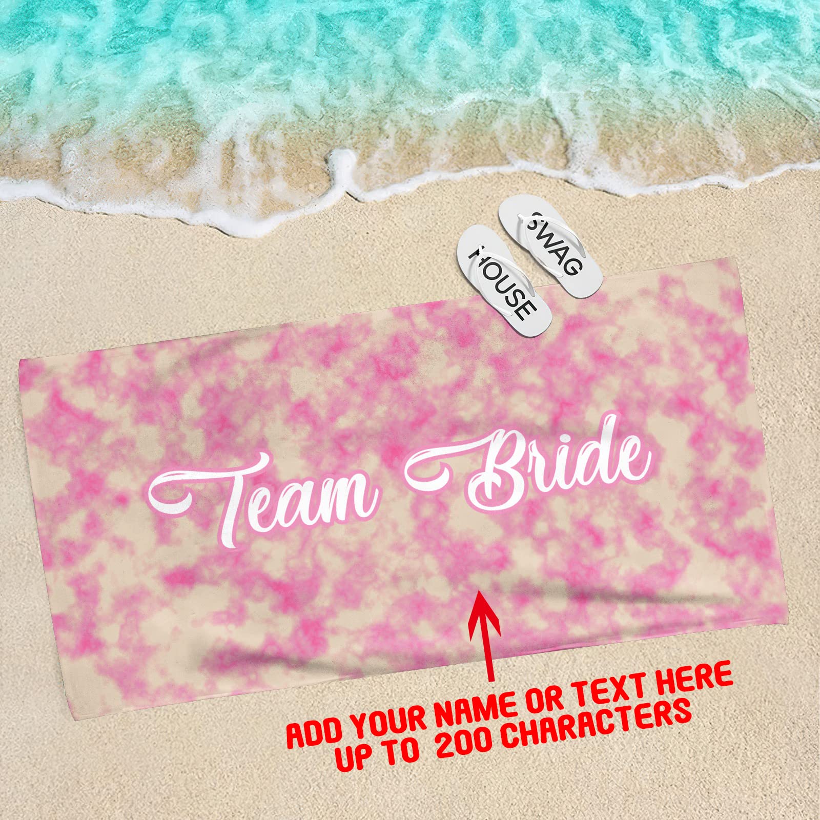 Custom Tie Dye Beach Towels for Women - Personalized Towels for Girls, Brides, Bachelorette Parties & Team Events - Soft Quick-Dry Pool Towels for Summer Vacations, Beach Trips & Poolside Lounging