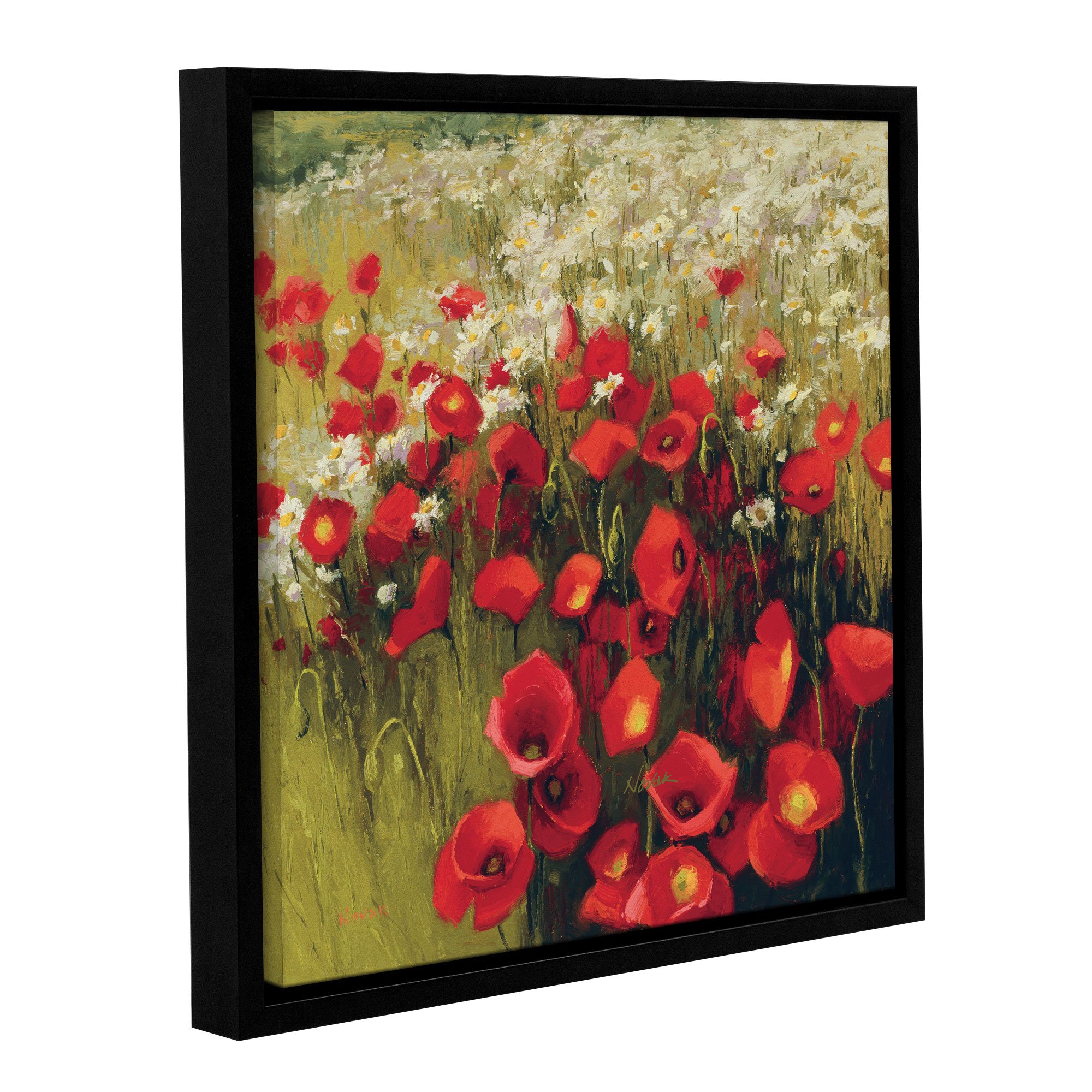 Shirly Novak 'Radiant Energy' 36x36 Inch Floater Framed Canvas Art - Modern Abstract Wall Decor for Living Room, Bedroom & Office
