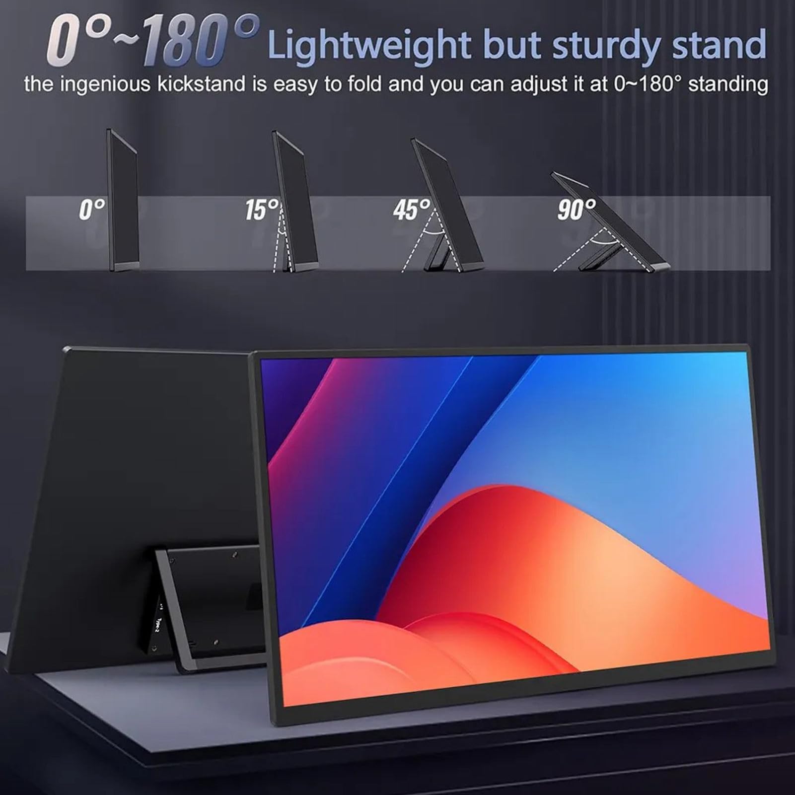 13.3 Inch Portable Monitor 2K IPS Display - USB C & HDMI External Screen for Laptop, PC, Switch - Lightweight Travel Monitor for Work, Gaming & Business Trips