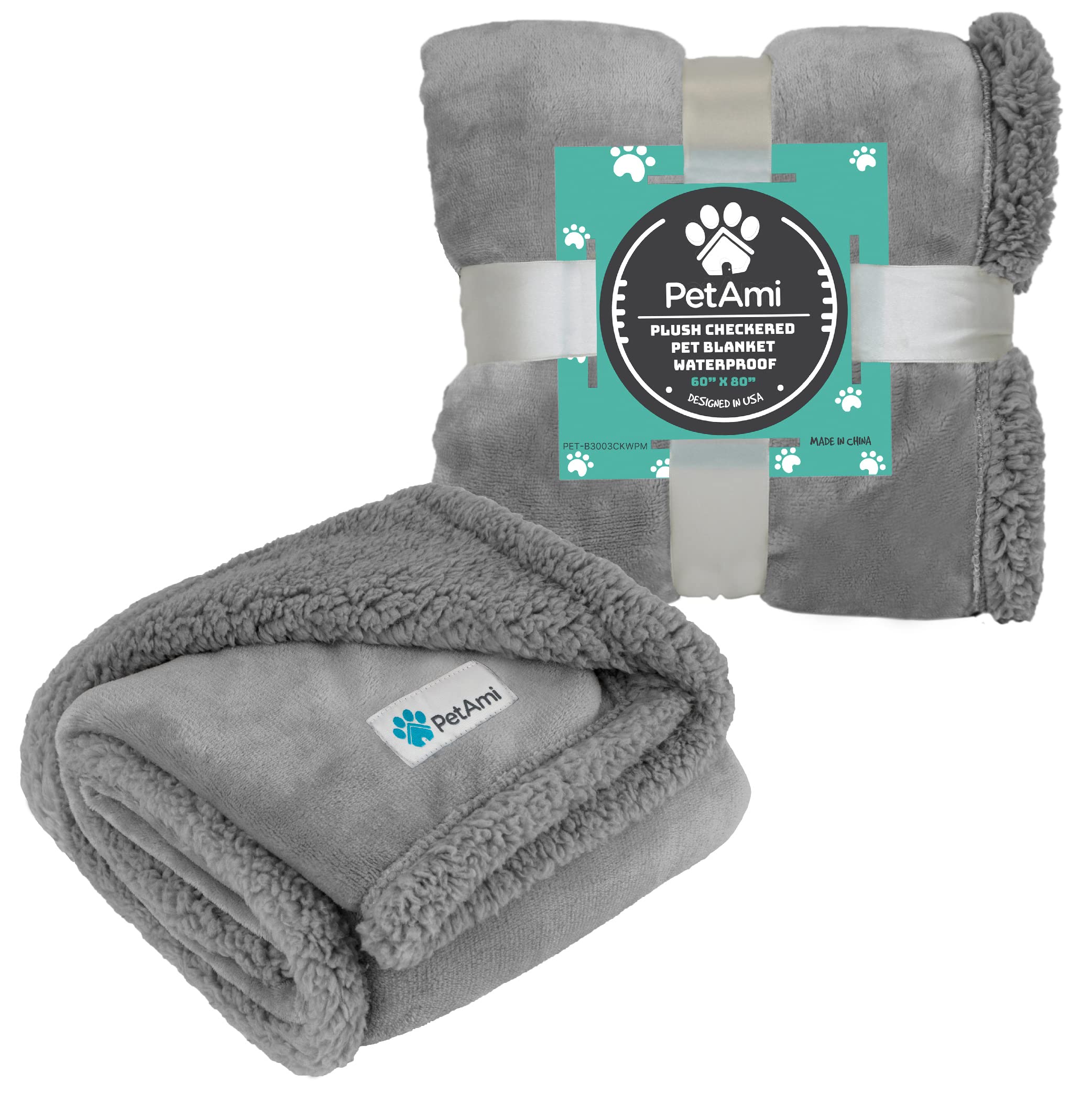 Waterproof Dog Blanket for Small & Medium Dogs - Reversible Sherpa Fleece Pet Blanket, Couch Cover & Furniture Protector (29x40 Inches, Light Gray) - Perfect for Sofa Protection, Pet Beds & Travel Use