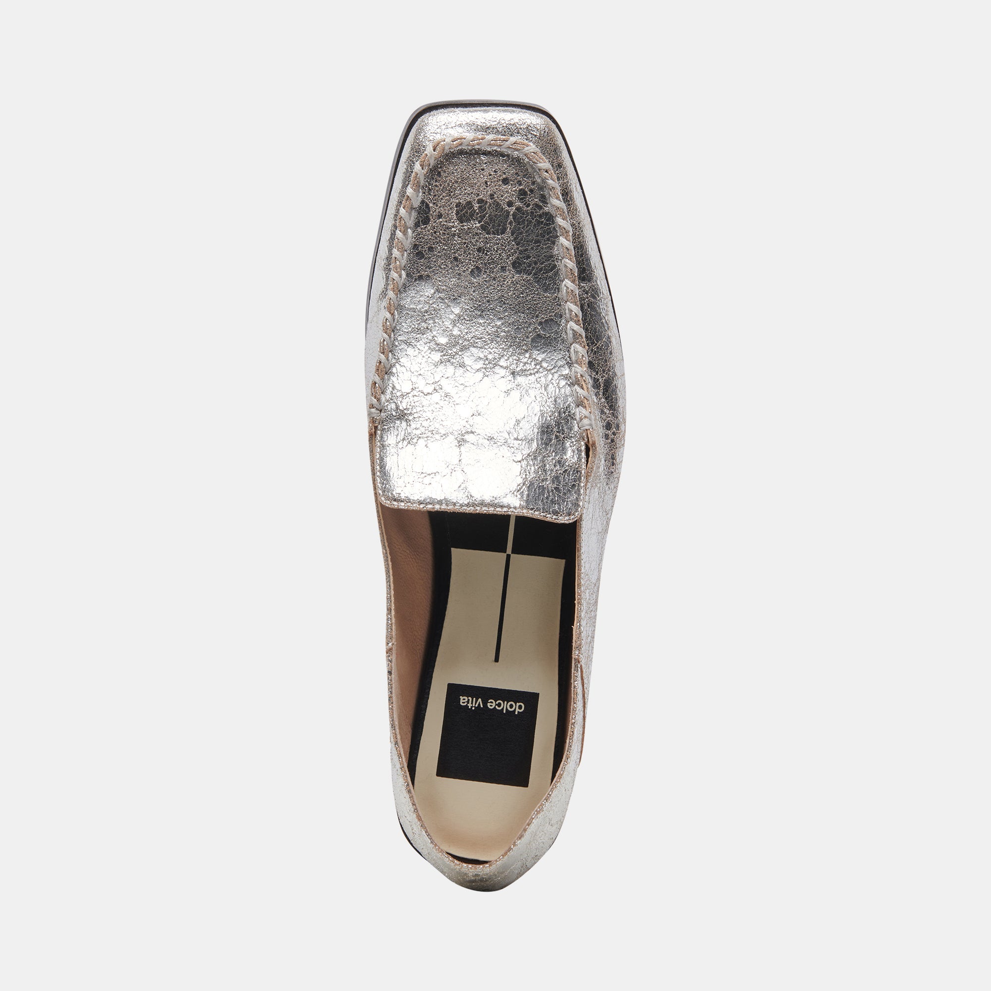 BENY Women's Wide Flats - Silver Distressed Leather Slip-On Shoes for Casual Wear & Comfortable Walking