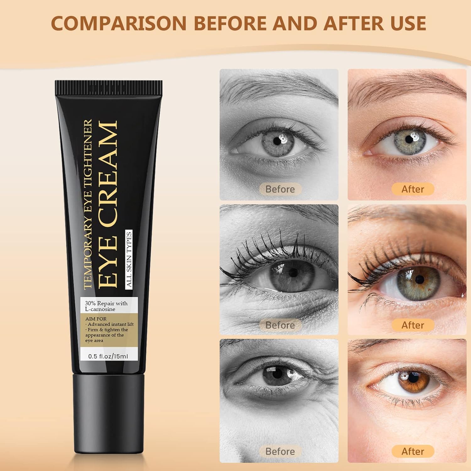2PCS Instant Firming Eye Cream - Temporary Eye Tightening & Lifting Treatment for Dark Circles, Eye Bags & Fine Lines | Anti-Aging Eye Serum for Men & Women | Tightens Delicate Under Eye Skin | Perfect for Night Routine & Travel Skincare