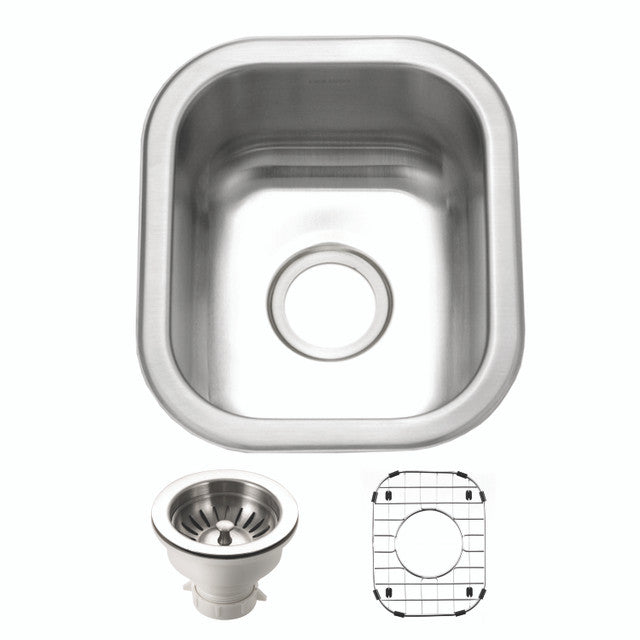 Houzer Club Series 13-Inch Stainless Steel Undermount Bar & Prep Kitchen Sink with Basket Strainer & Bottom Grid - Perfect for Bars, Restaurants, and Home Kitchens