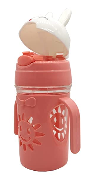 **POPREX Leakproof Baby Sipper Bottle with Straw - BPA Free, Non-Toxic, Durable Twin Handle for Kids | Sun & Face Design | Multicolor | Perfect for Travel, Daycare & On-the-Go Hydration**