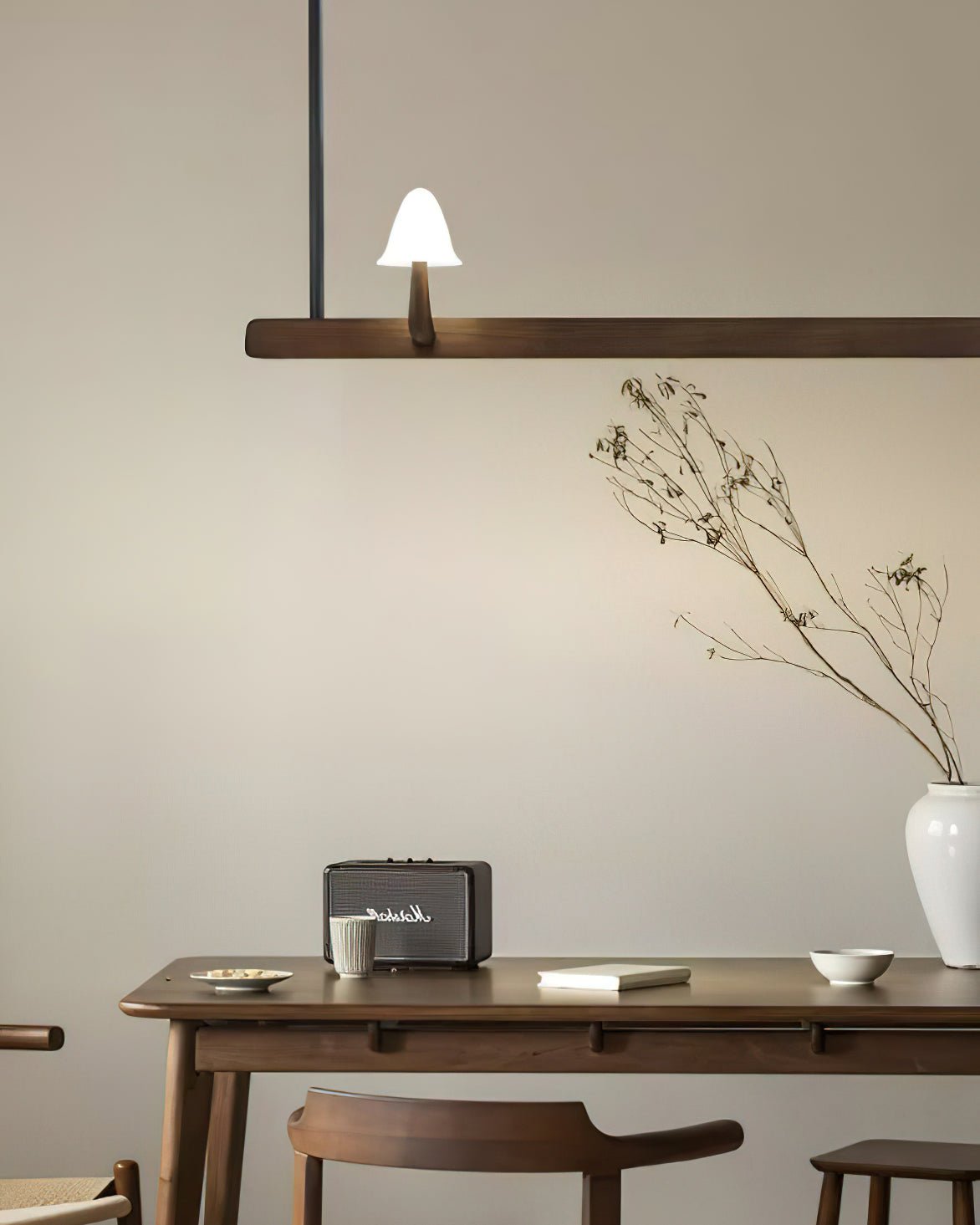 Elegant Mushroom Beam Chandelier - Modern Wooden Ceiling Light Fixture for Dining Room, Bedroom & Living Room Decor