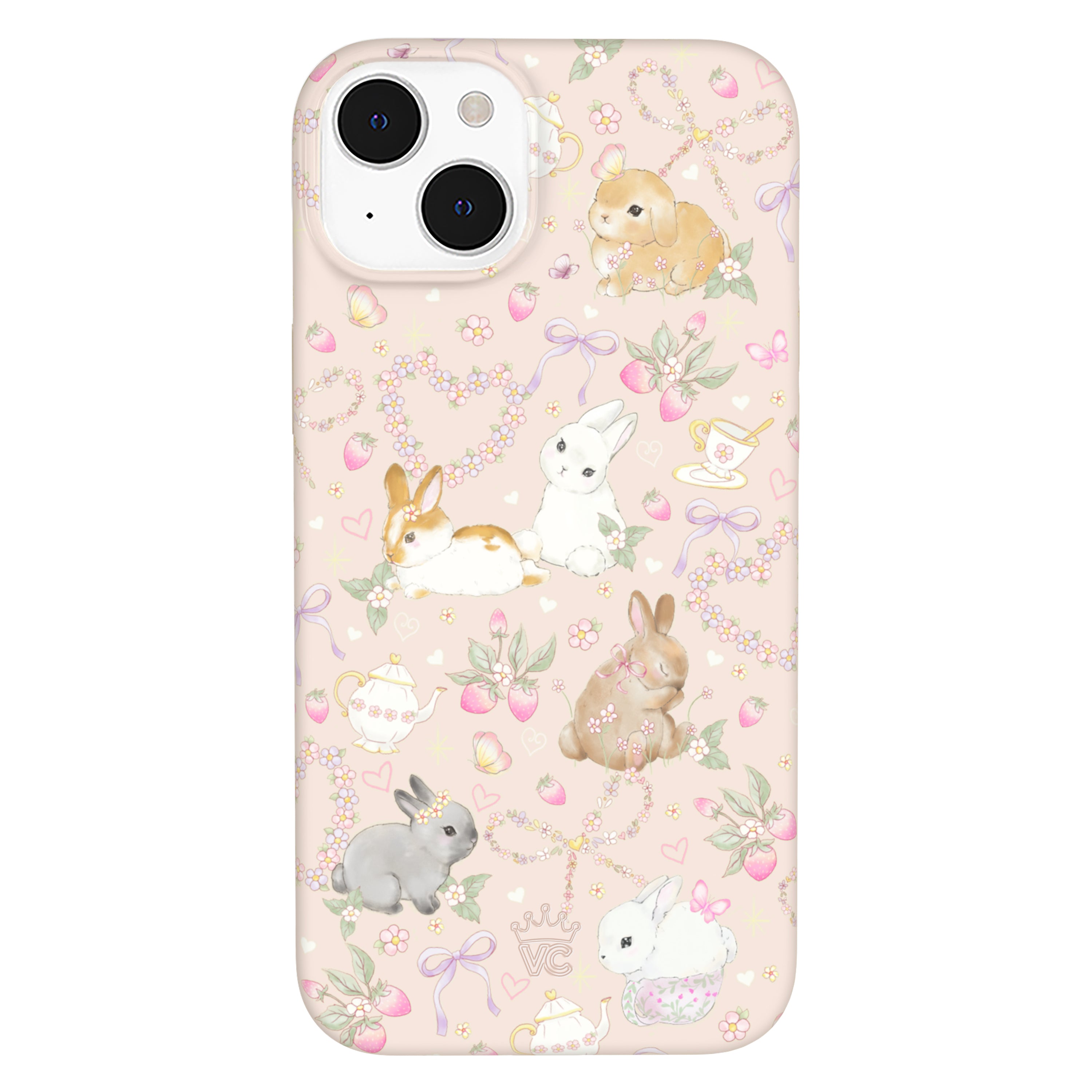 Cute Bunny & Bow iPhone Case - Adorable Animal Design Protective Cover for iPhone 13/12/11/XR/XS - Perfect Gift for Girls, Teens & Bunny Lovers (Home, School, Office Use)