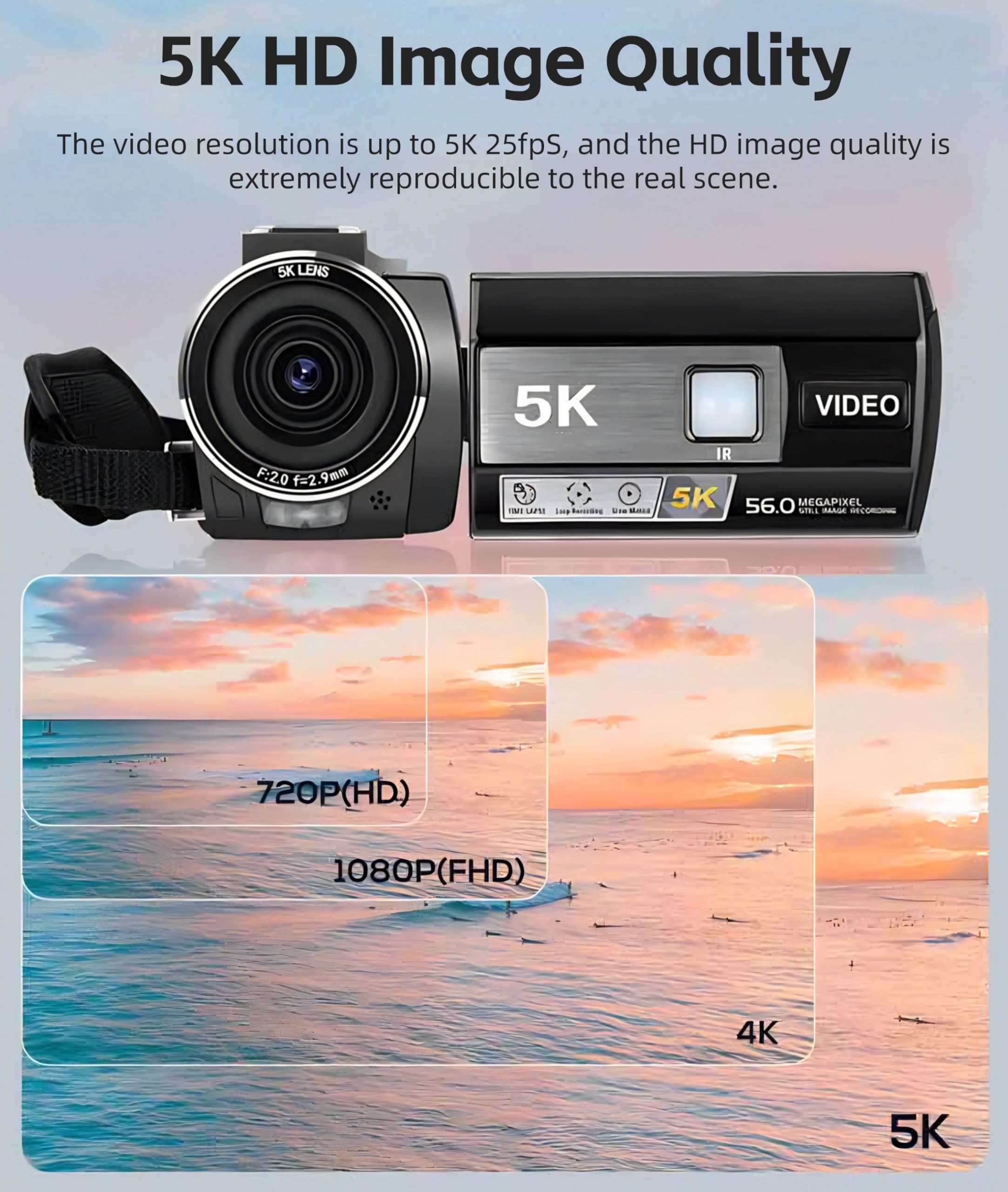 5K 56MP HD Vlogging Camera with 3.0