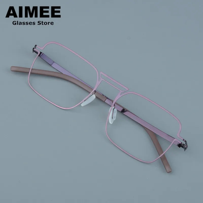 Aimee Unisex Full Rim Square Double Bridge Steel Eyeglasses Frame 14041 - Stylish & Durable Eyewear for Work, Reading, and Everyday Fashion