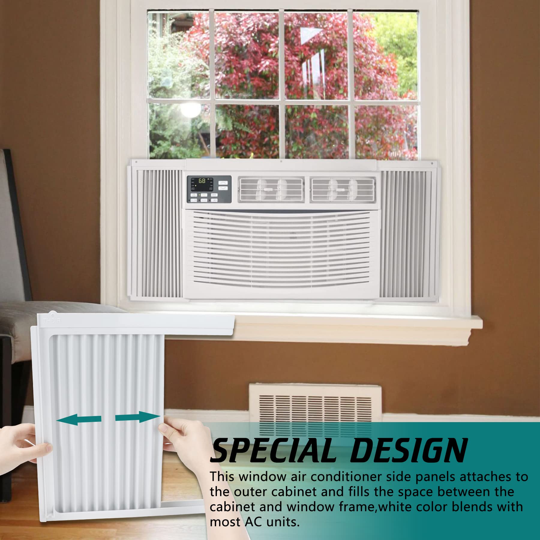 Window Air Conditioner Side Panels & Insulation Curtain Kit with Frame - Replacement Screen for 8,000 BTU AC Units | Perfect for Home Cooling, Energy Efficiency & AC Maintenance