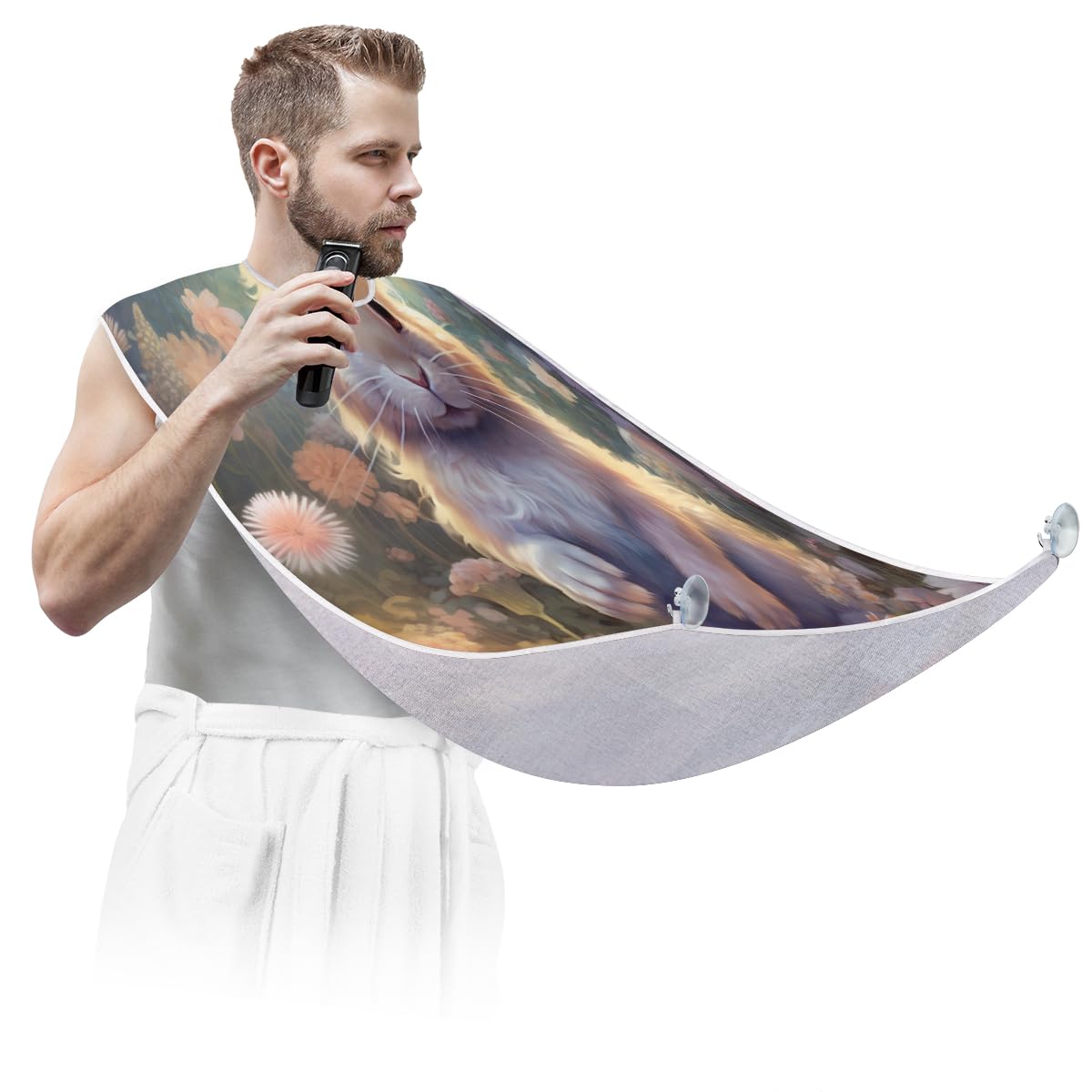 Stylish Rabbit Beard Shaving Bib for Men & Women - Waterproof Hair Dye Apron, Makeup Artist Cape & Barber Accessories - Perfect for Home Grooming, Salon Use & Sink Hair Cleanup - Great Gift for Beard Trimming & Haircut Lovers