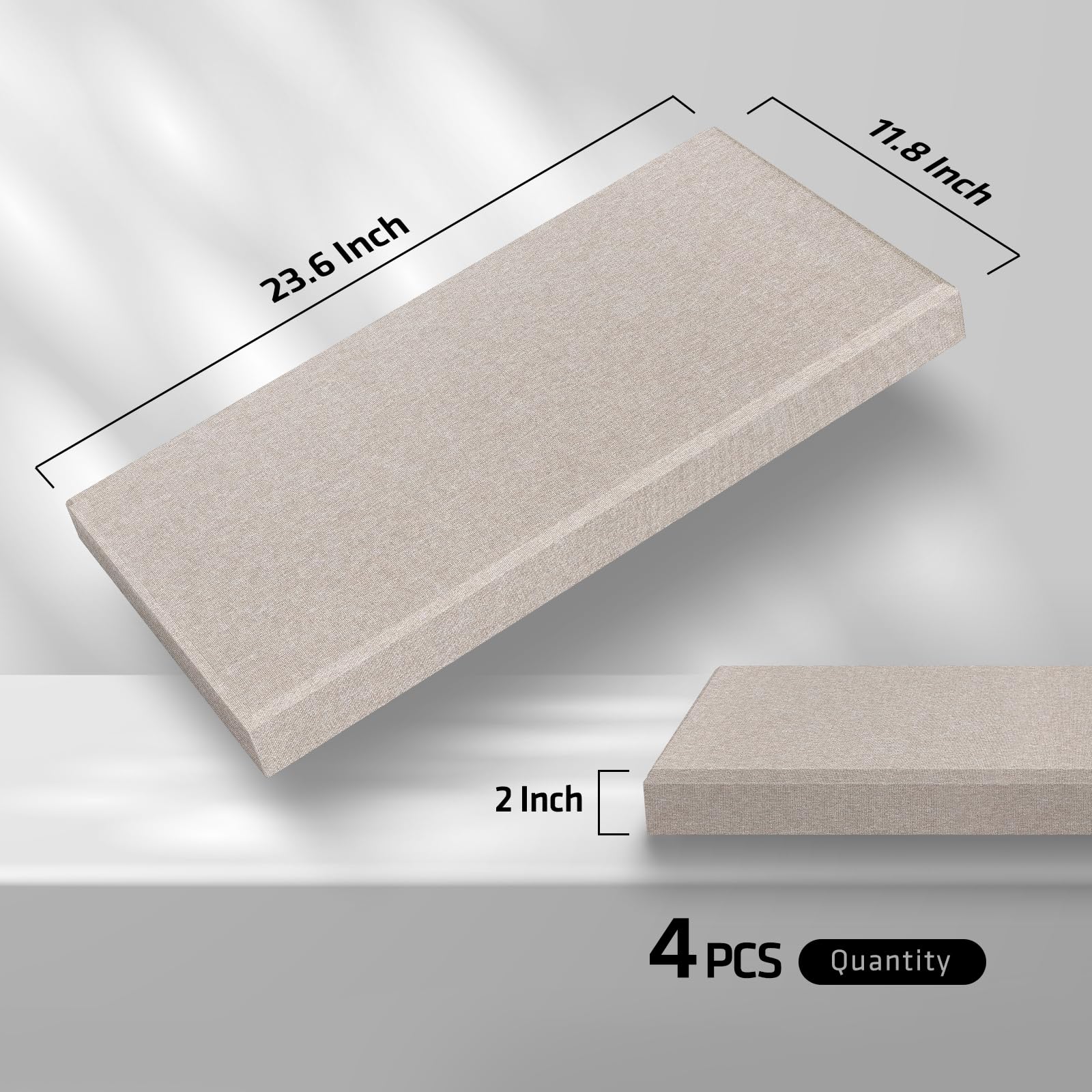 UMIACOUSTICS 4 Pack Acoustic Panels - 2 Inch Thick 23.6 x 11.8 Inch Fiberglass Soundproof Wall Panels, Self-Adhesive Noise Absorbing Panels for Home Studio, Office, Theater - Light Camel Color | Perfect for Music Rooms, Podcast Studios & Home Theaters