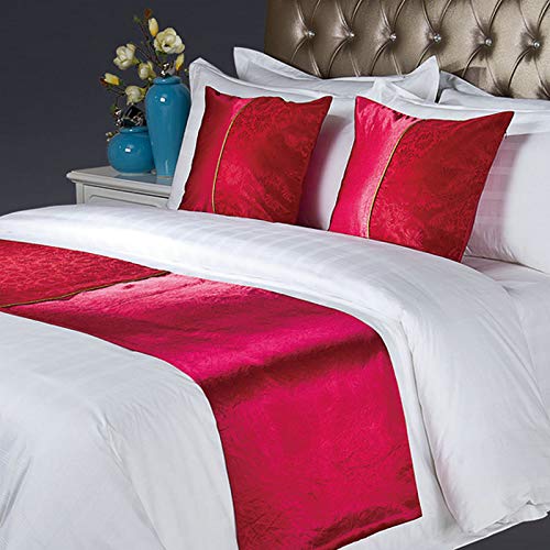 QCQZP Elegant Retro Bed Runner - Luxury Hotel Bed Decor, Red Pillow - Perfect for Hotel Supplies, Home Decor & Bedroom Styling