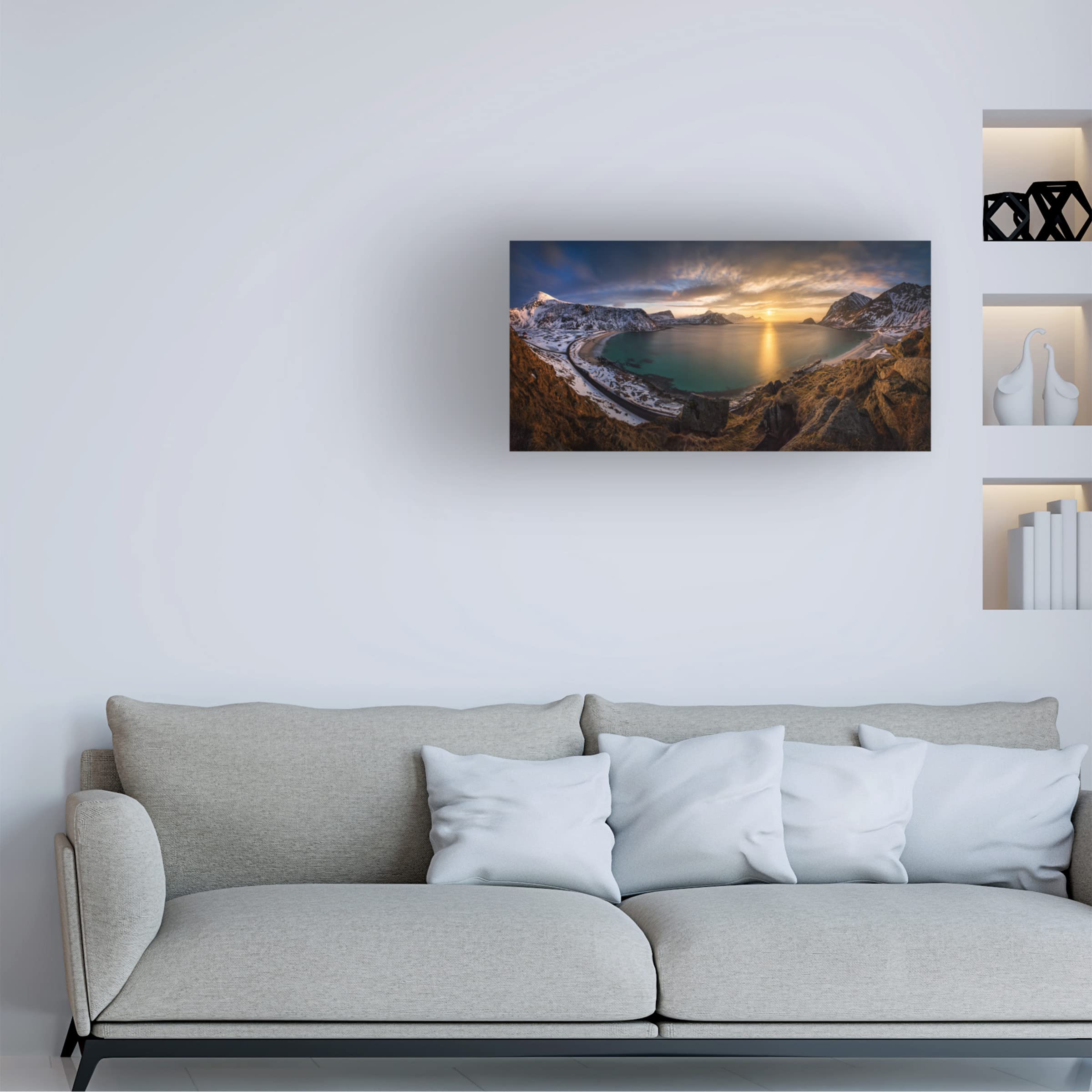 Trademark Fine Art 'Vikbukta' Canvas Wall Art Print by Wojciech Kruczynski - Scandinavian Coastal Landscape Painting for Living Room & Office Decor