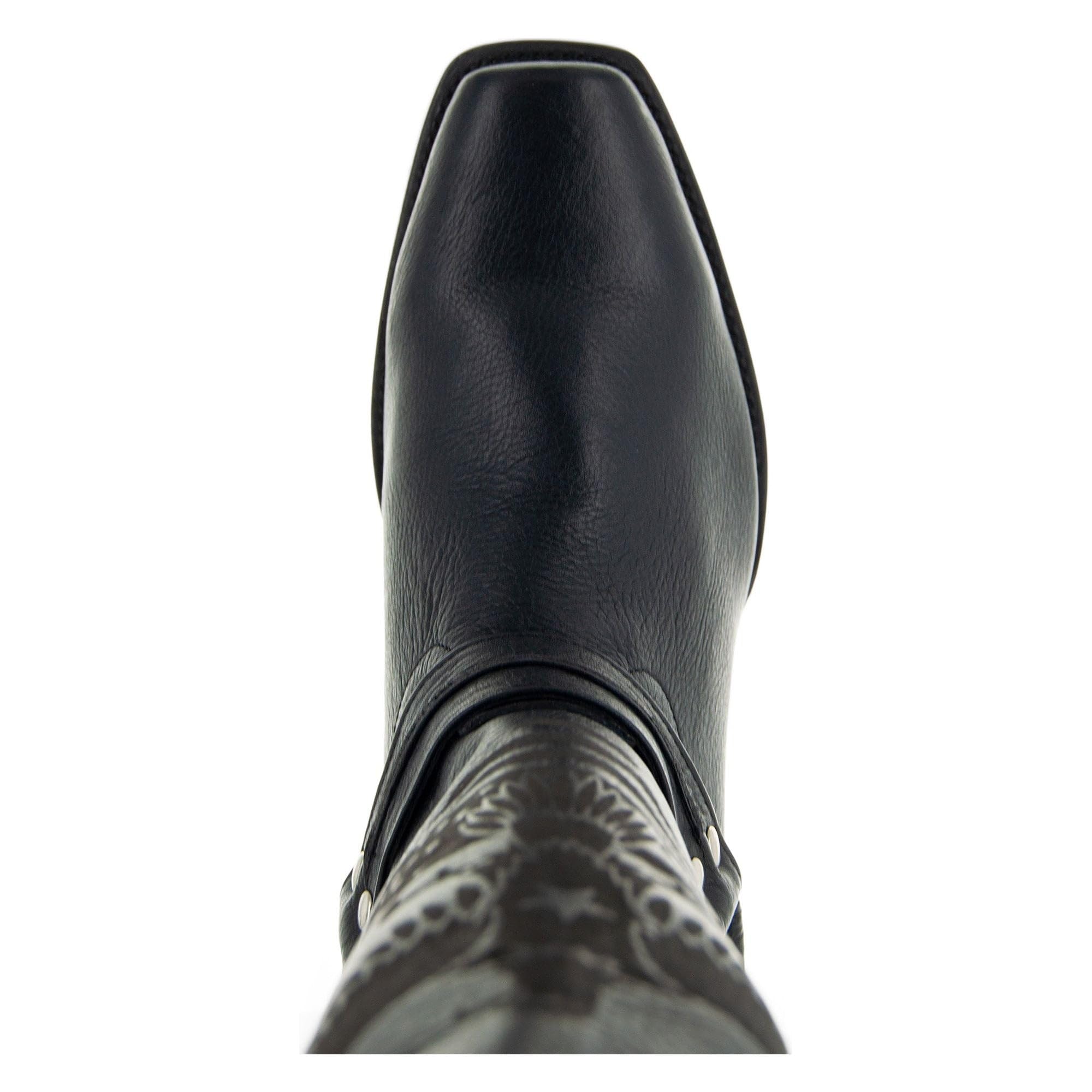 **Soto Men's Genuine Leather Harness Cowboy Boots - Black Western Boots H50021 (Size 9) - Perfect for Rodeo, Country Dancing & Casual Wear**