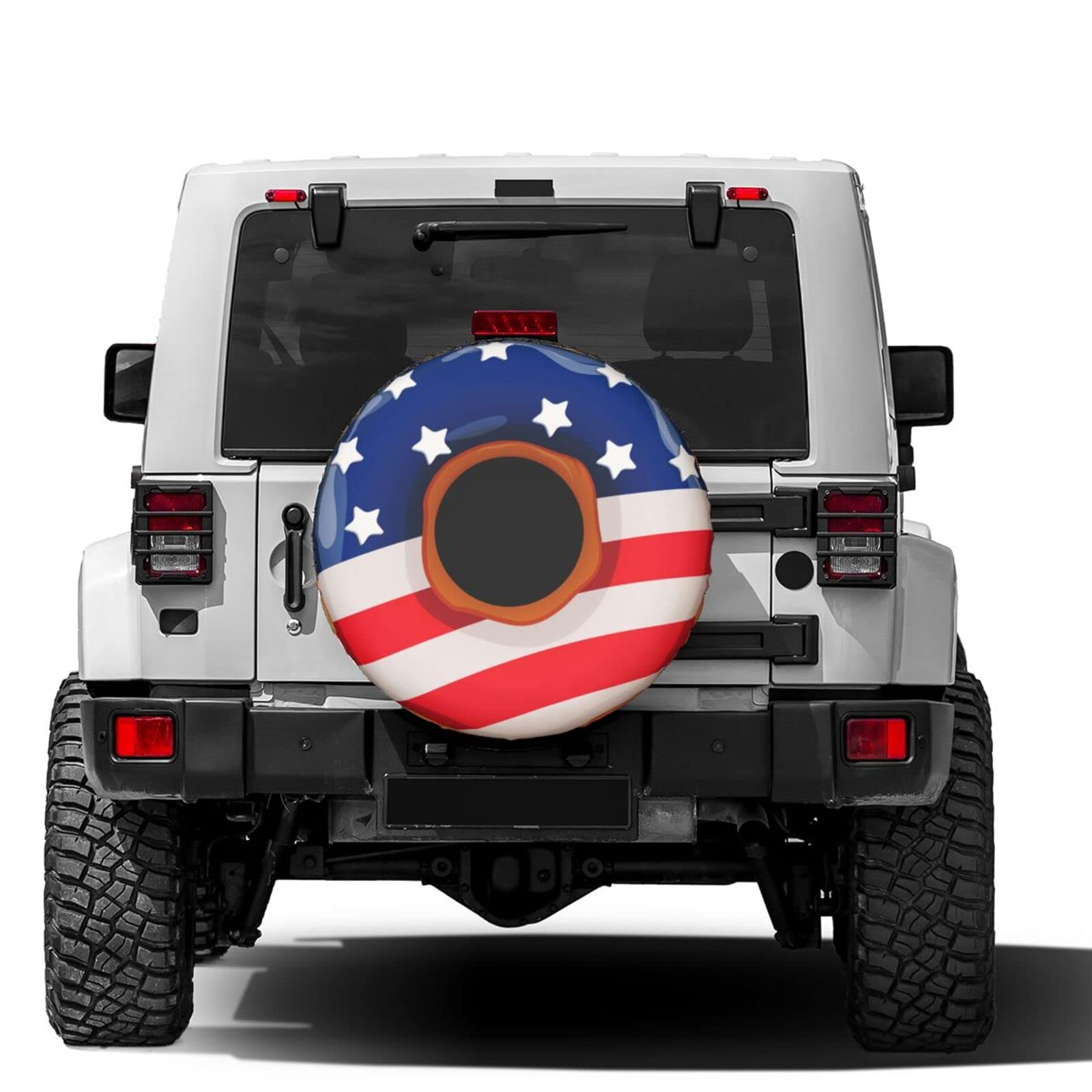 American Flag Donut Spare Tire Cover - 15 Inch Dust-Proof Wheel Protector for Trailers, RVs & SUVs | Waterproof UV-Resistant Tire Accessory for Camping, Road Trips & Outdoor Adventures