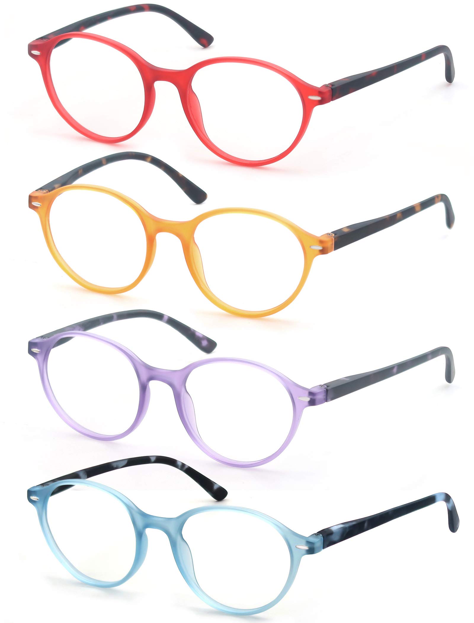 Stylish Women's Reading Glasses 4-Pack - Lightweight Comfortable Cheaters with Spring Hinges for Reading, Working & Daily Use
