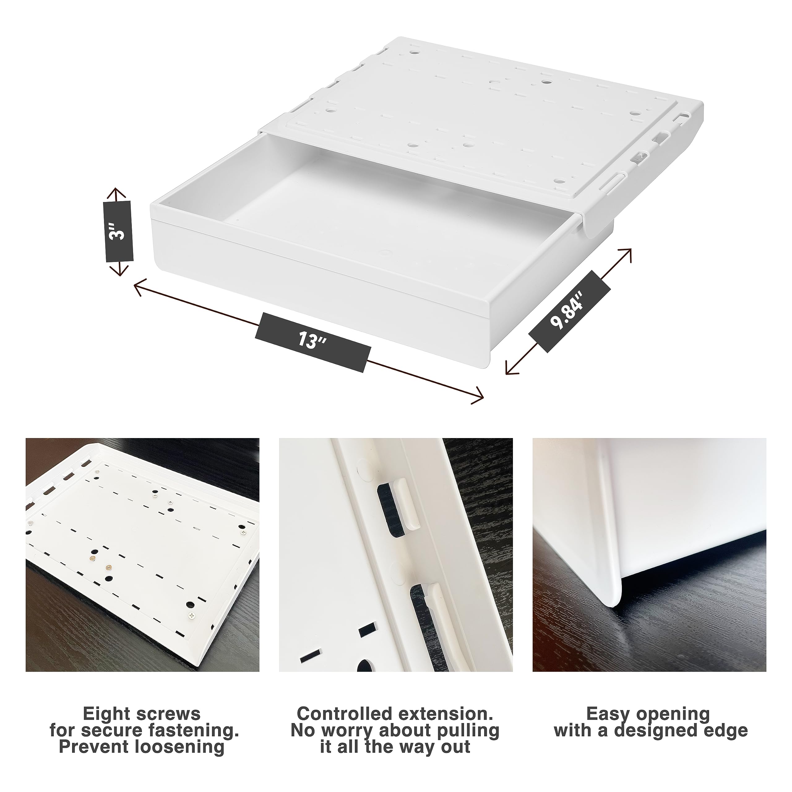 Under Desk Drawer Organizer - Extra Large Hidden Storage Tray for Office & Home Workspace | Slide-Out Pencil Holder & Desktop Organizer with Screw Adhesive Tape | Perfect for Desk Accessories, Stationery & Workspace Organization