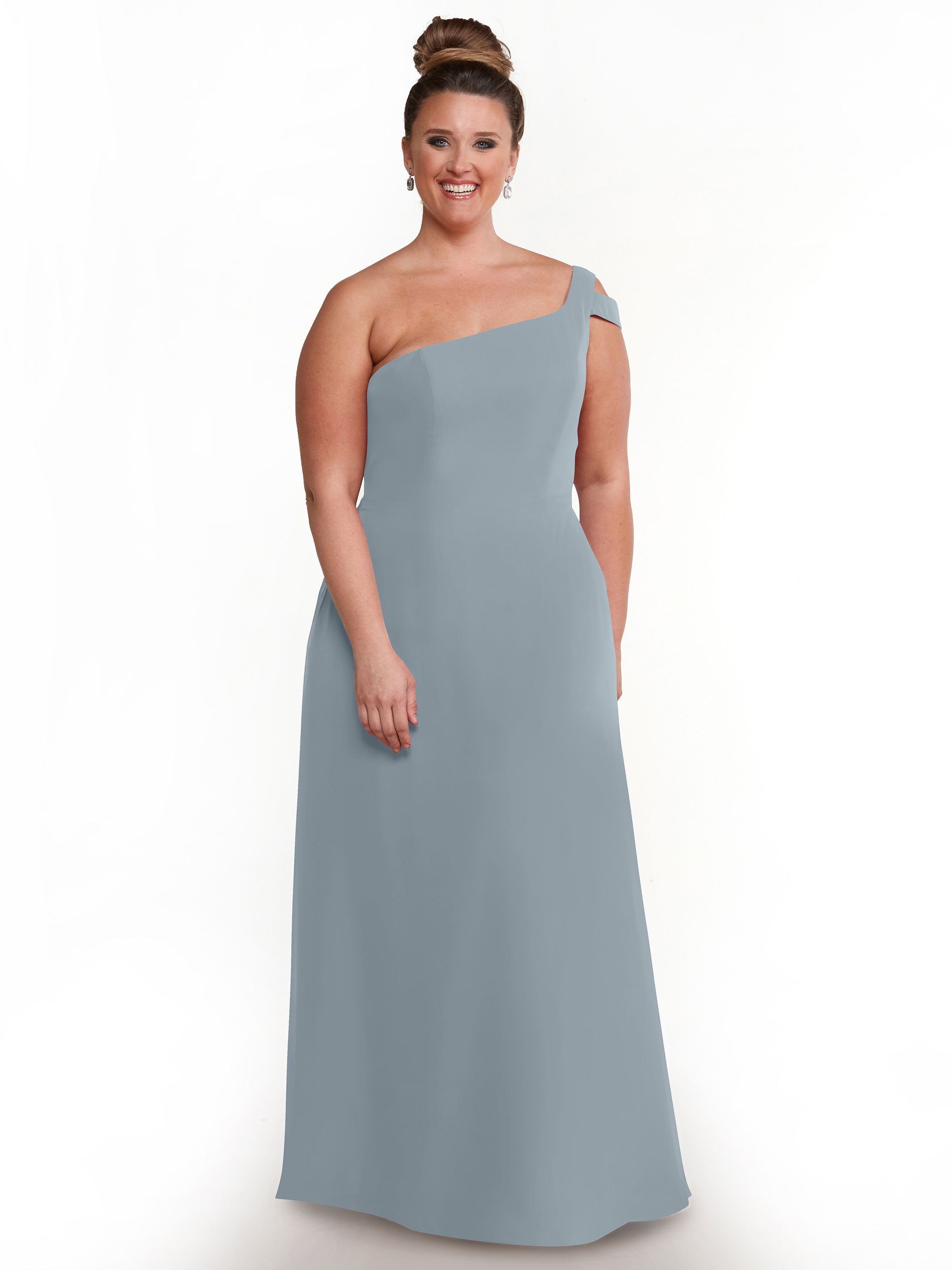 Elegant 80139 Chiffon A-Line One Shoulder Bridesmaid Dress with High Slit - Perfect for Weddings, Prom & Formal Events