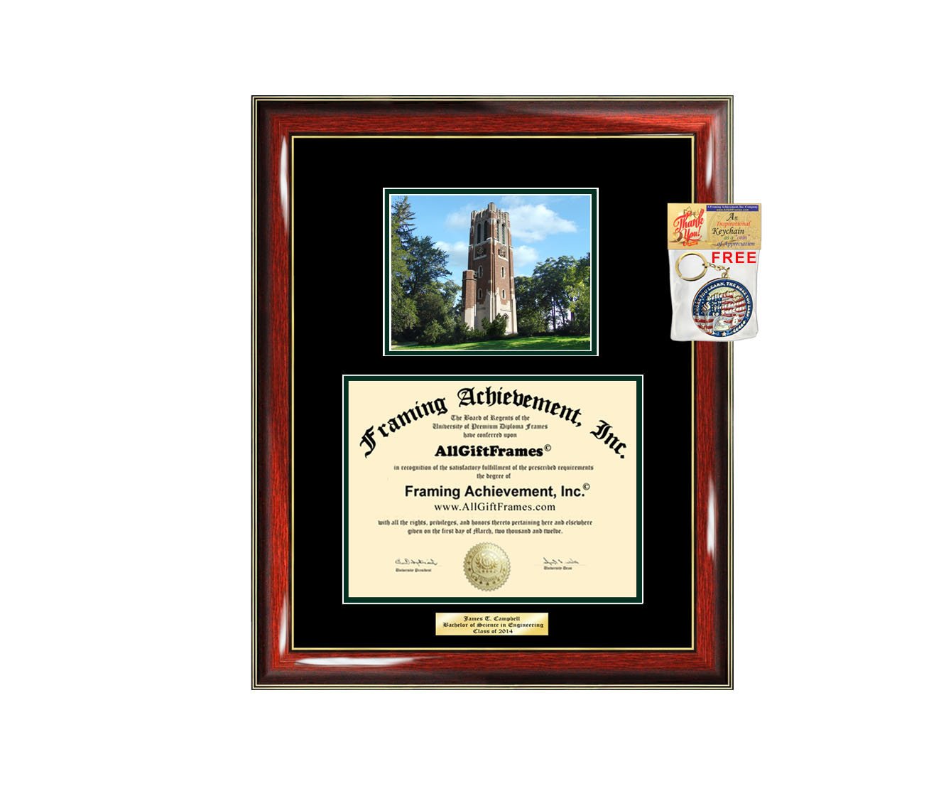 Michigan State University MSU Diploma Frame - Custom Engraved Graduation Gift for Bachelor, Masters, MBA, PhD & Doctorate Degrees | Large Picture Frame for Wall Display | Perfect for Office, Study Room & Home Decor