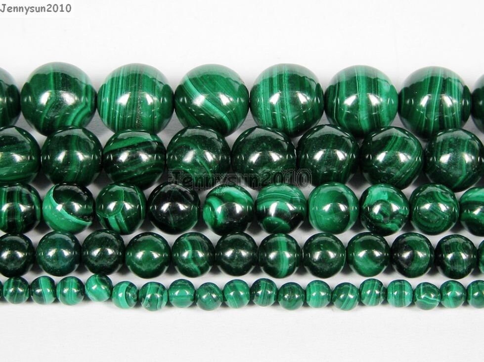 Wholesale Natural Green Swirl Malachite Beads - 16 Strands, 3mm to 10mm, High Quality Gemstone Beads for Jewelry Making, DIY Crafts, and Healing Crystal Bracelets