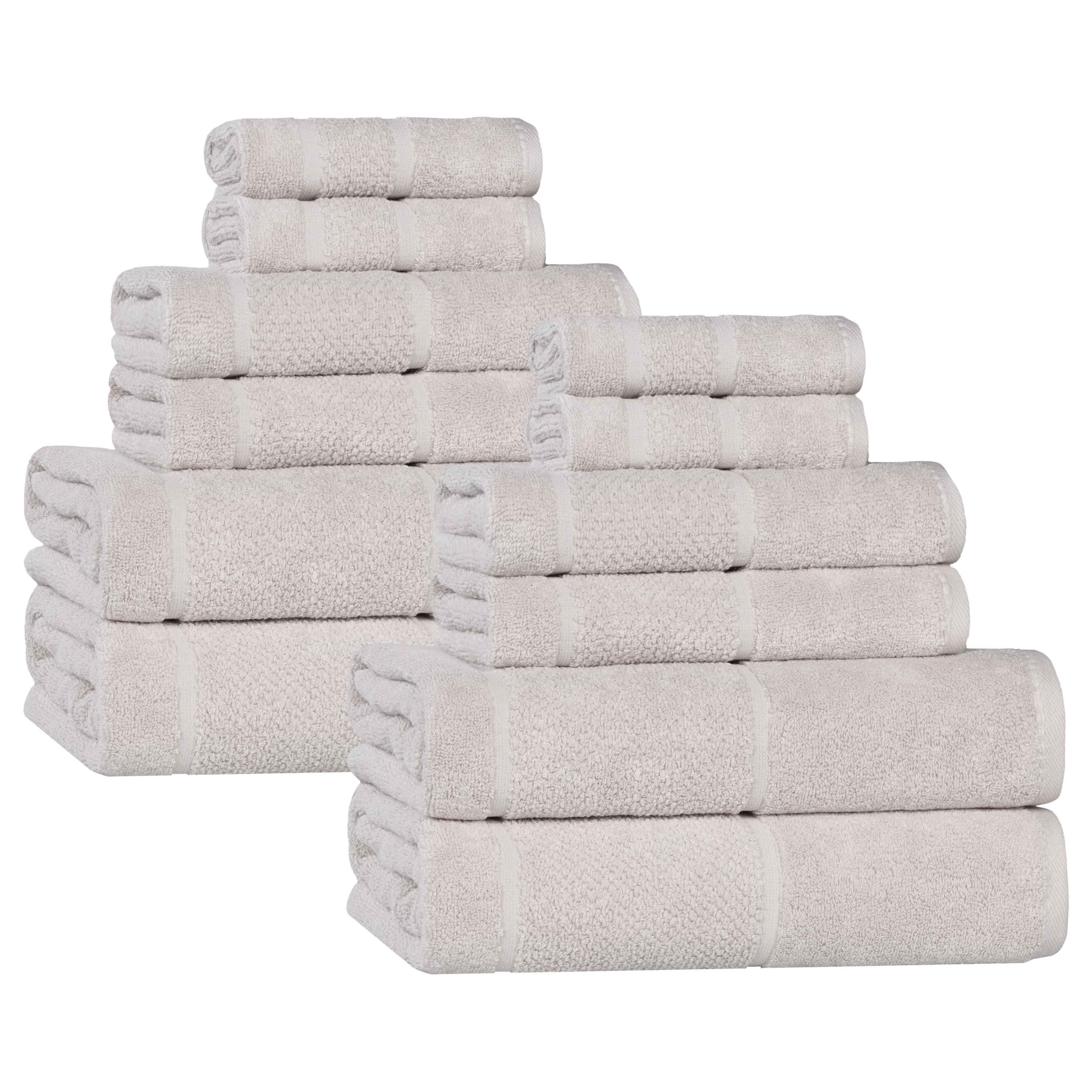 Premium 12-Piece Cotton Towel Set with Smart Twist & Broad Border - Soft, Absorbent Bath & Beach Towels for Home, Spa, Gym, and Travel