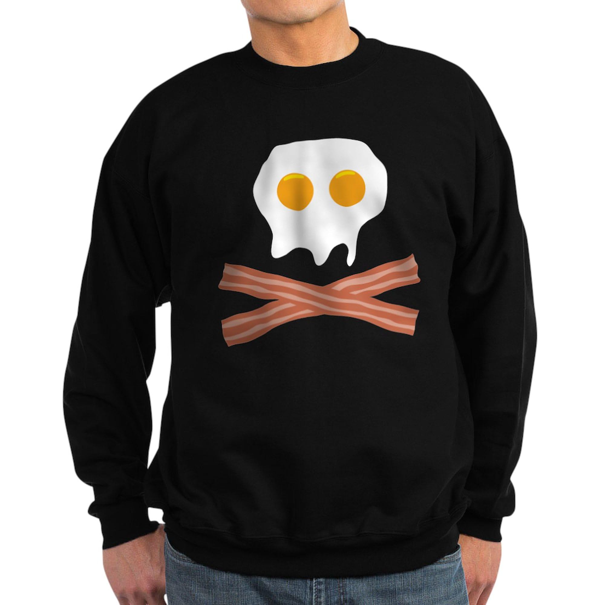 Bacon Skull Sweatshirt - Dark Crewneck for Cafe & Casual Wear