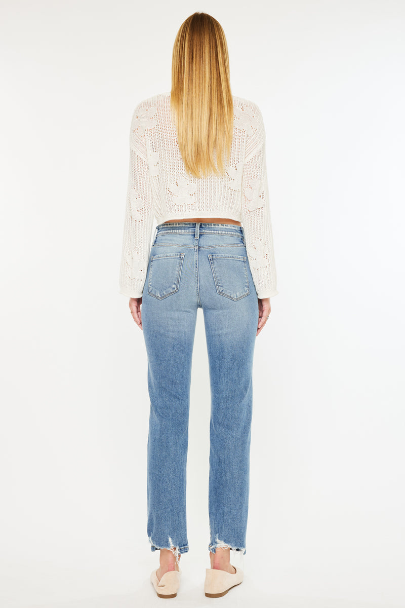 Ellie Premier High Rise Straight Jeans for Women - Classic Stretch Denim Pants with Comfortable Fit - Perfect for Casual Outfits, Office Wear & Date Nights