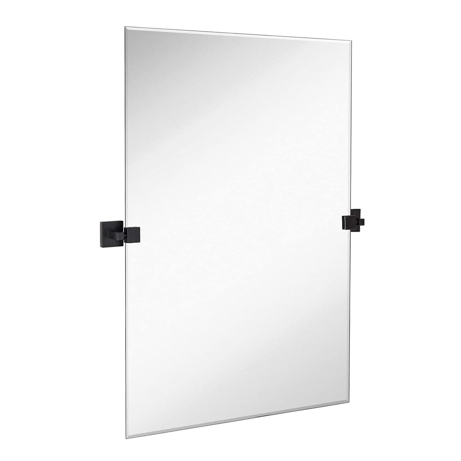 24x36 Inch Pivot Wall Mirror with Matte Black Brackets - Frameless Adjustable Bathroom Vanity Mirror - Modern Farmhouse Wall-Mounted Design for Bedroom & Living Room Decor