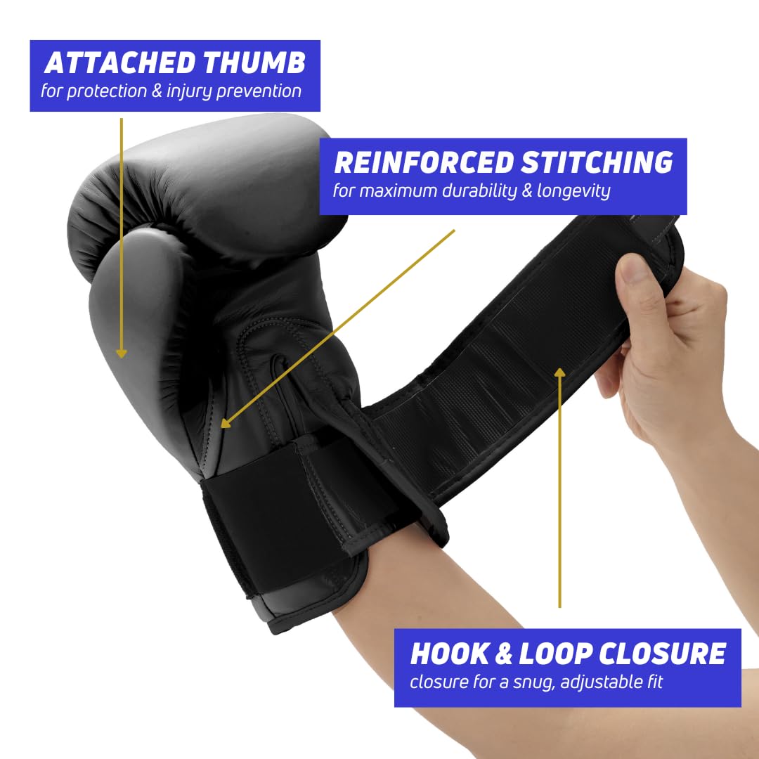 Premium Leather Boxing Gloves for Men & Women - 12oz, 14oz, 16oz Heavy Bag Training, Muay Thai, MMA, Kickboxing & Sparring - Ideal for Gym, Home Workouts & Professional Fighters